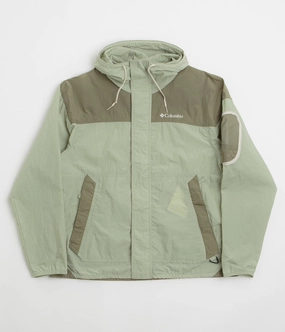 Designer Inspired Columbia Challenger II Windbreaker Jacket - Safari / Stone Green