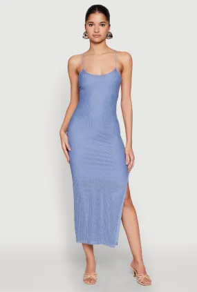 Iris Lace Up Back Side Slit Cami Dress Soft Appearance