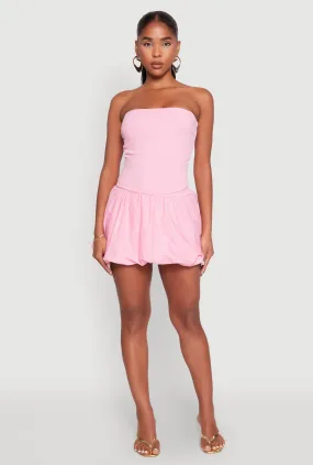 Strapless Bubble Hem Mini Dress Pretty Glow Calm Lines
