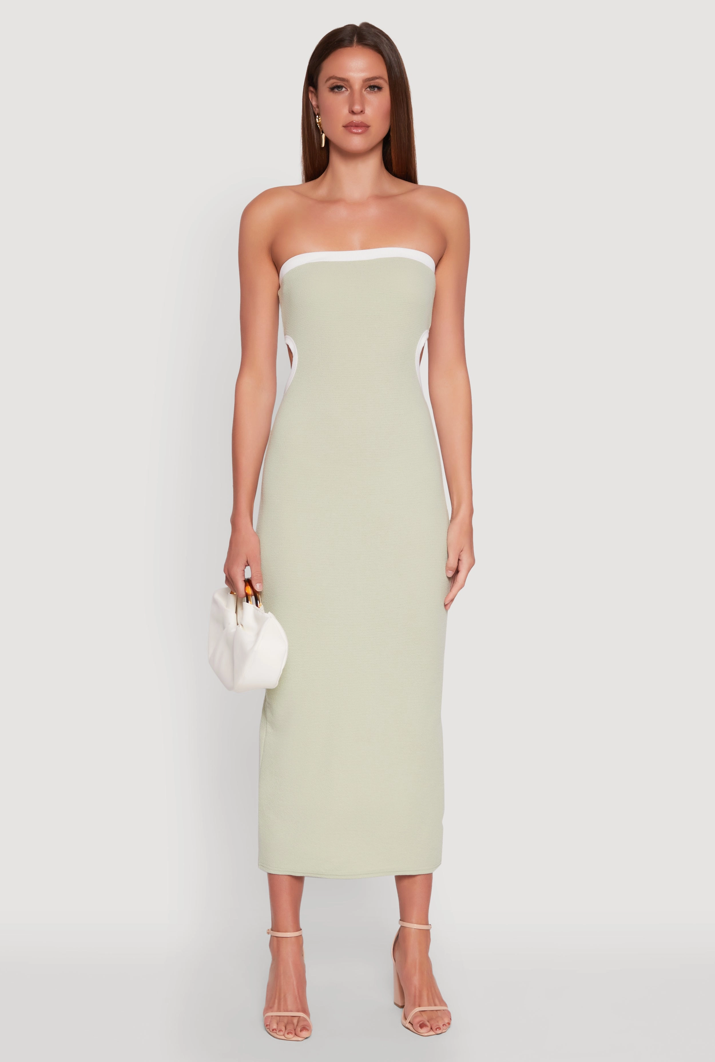 AntiPillTreatment Contrast Trim Cut Out Back Tube Dress