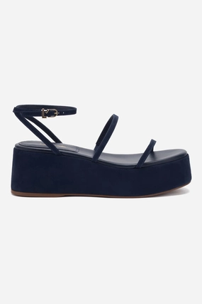 Slide Ease No Rub Gio Flatform Sandal In Navy Suede