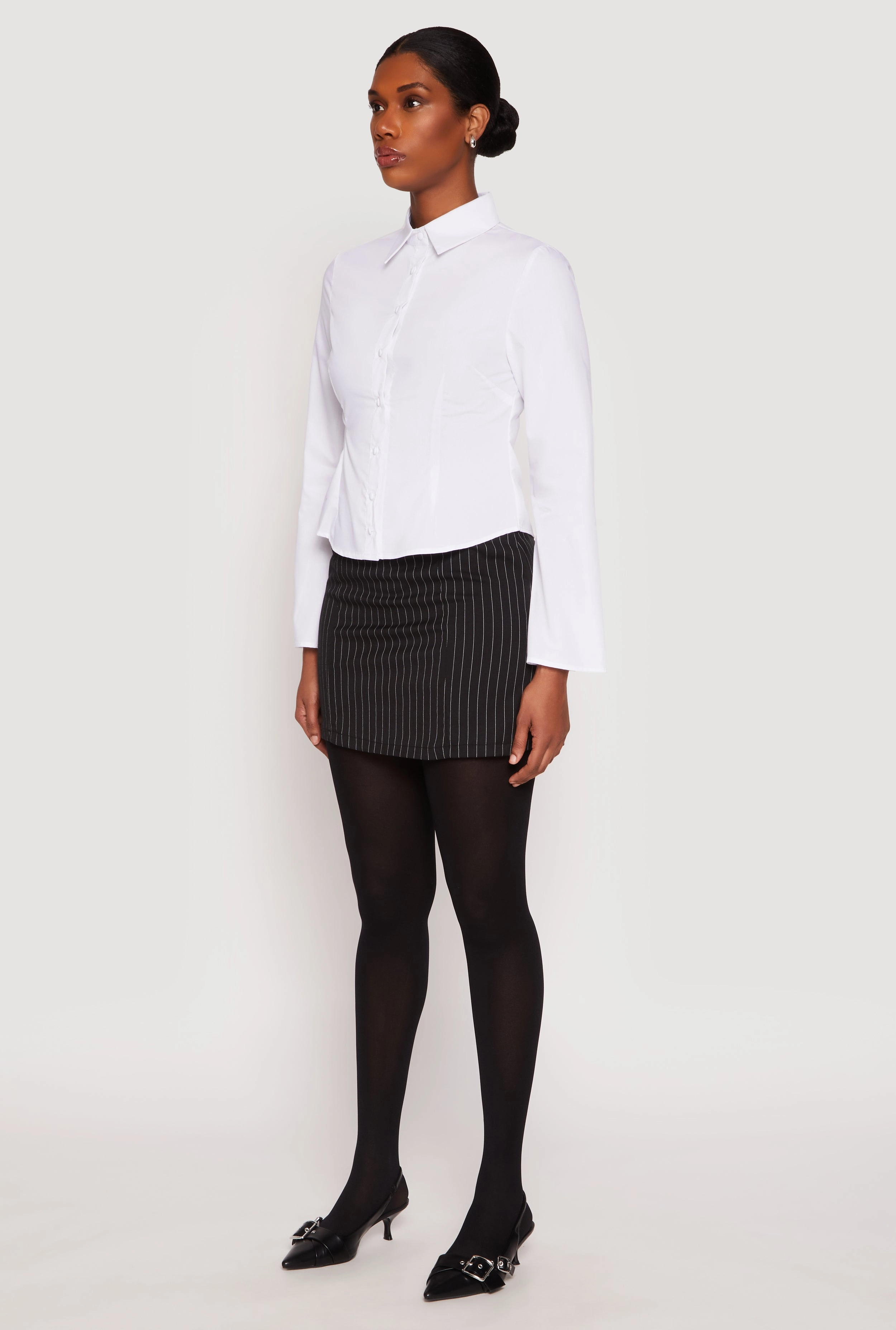 Long Sleeve Button Front Shirt Business Meeting