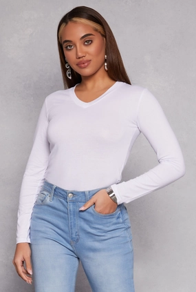 Long Sleeve V Neck Tee Short cuff
