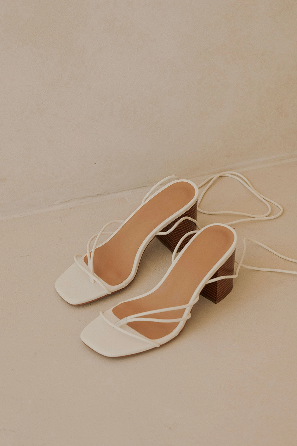 Zita Strappy Heels - White Bridal Stiletto Shoes