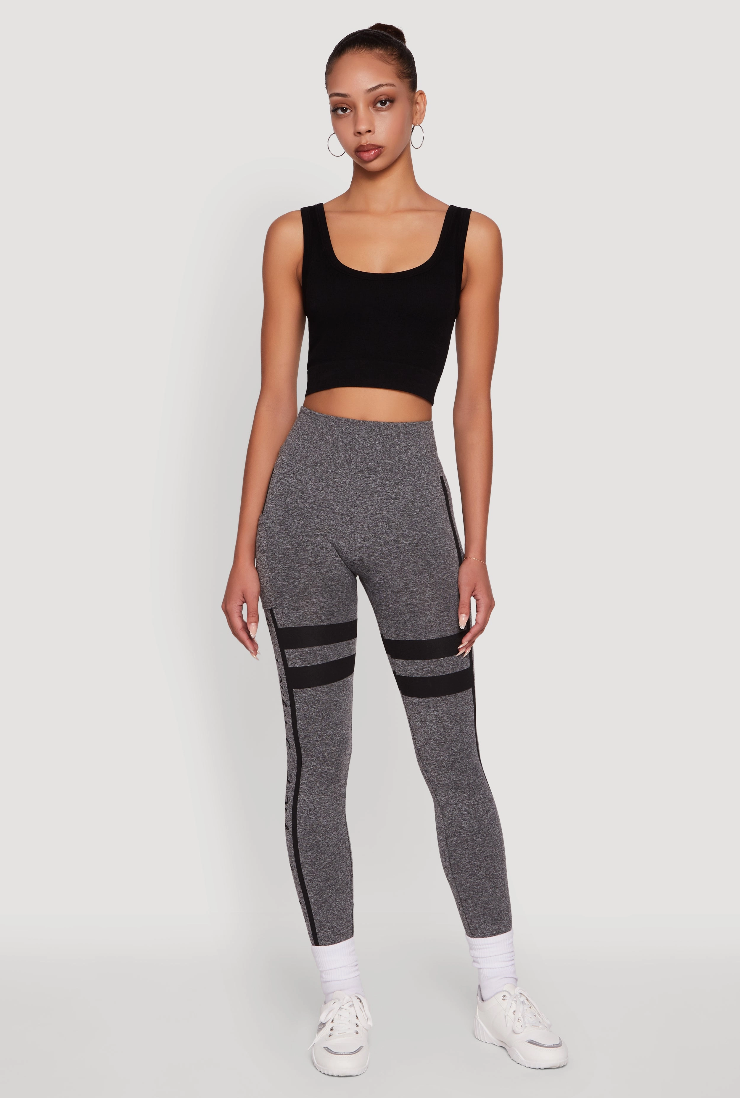 Stripe Detail Graphic Push Up Cell Phone Pocket Leggings Body shaping Eco Shopper Evening Walk