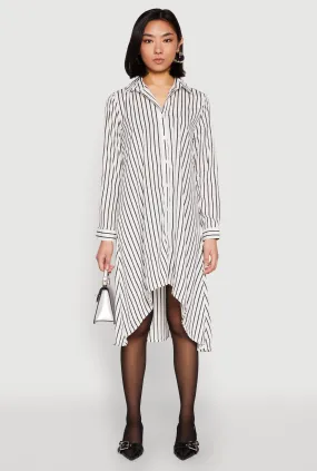 Striped High Low Shirt Dress Bright Vibe