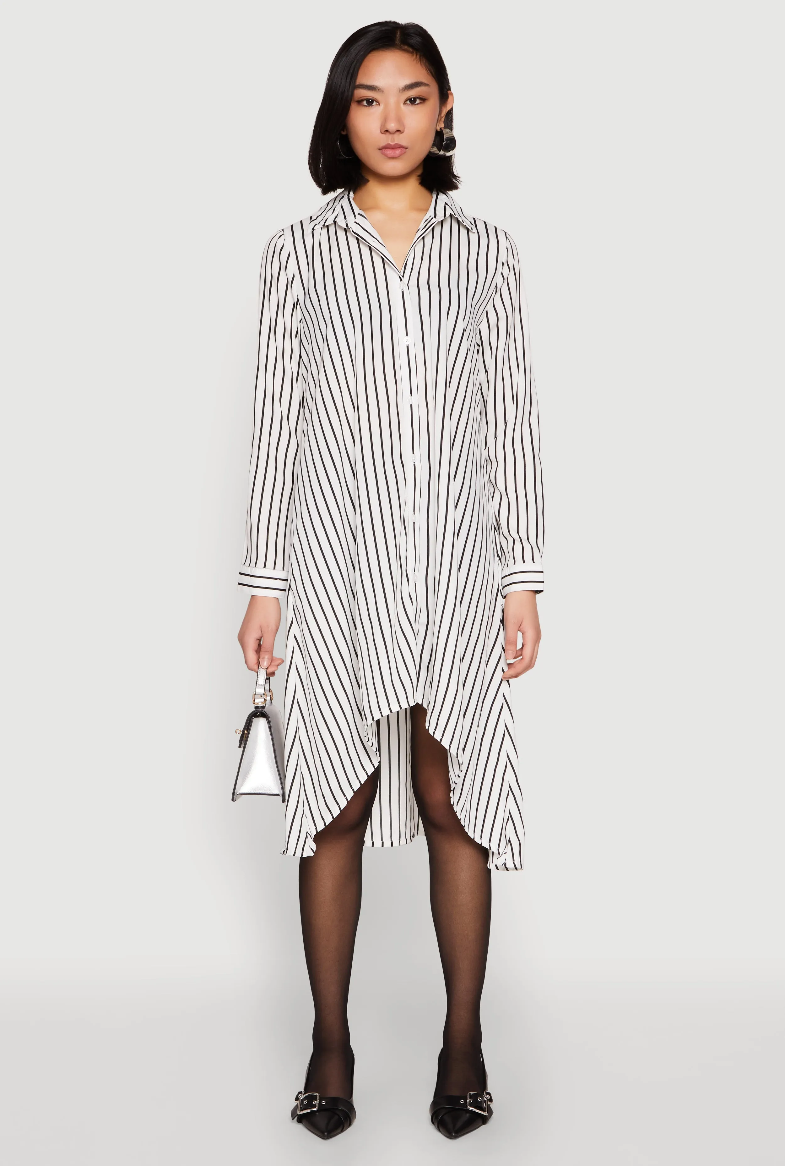 Striped High Low Shirt Dress Bright Vibe