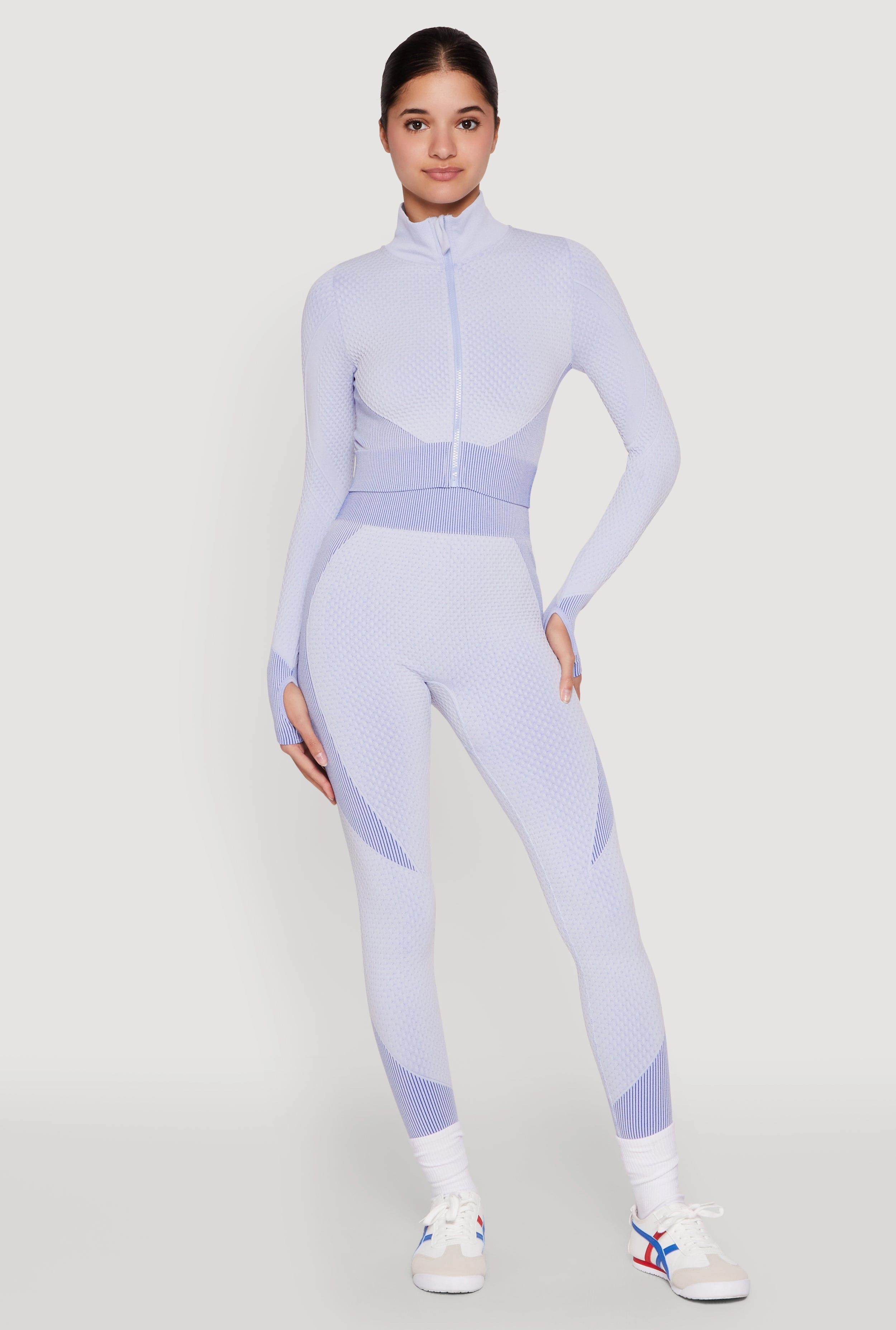 Striped Detail Two Tone Leggings Gym Essentials Fade Resistant Studio Practice