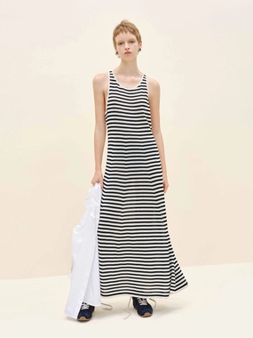 Striped Sleeveless Maxi Dress Fashion Essential Matte Look