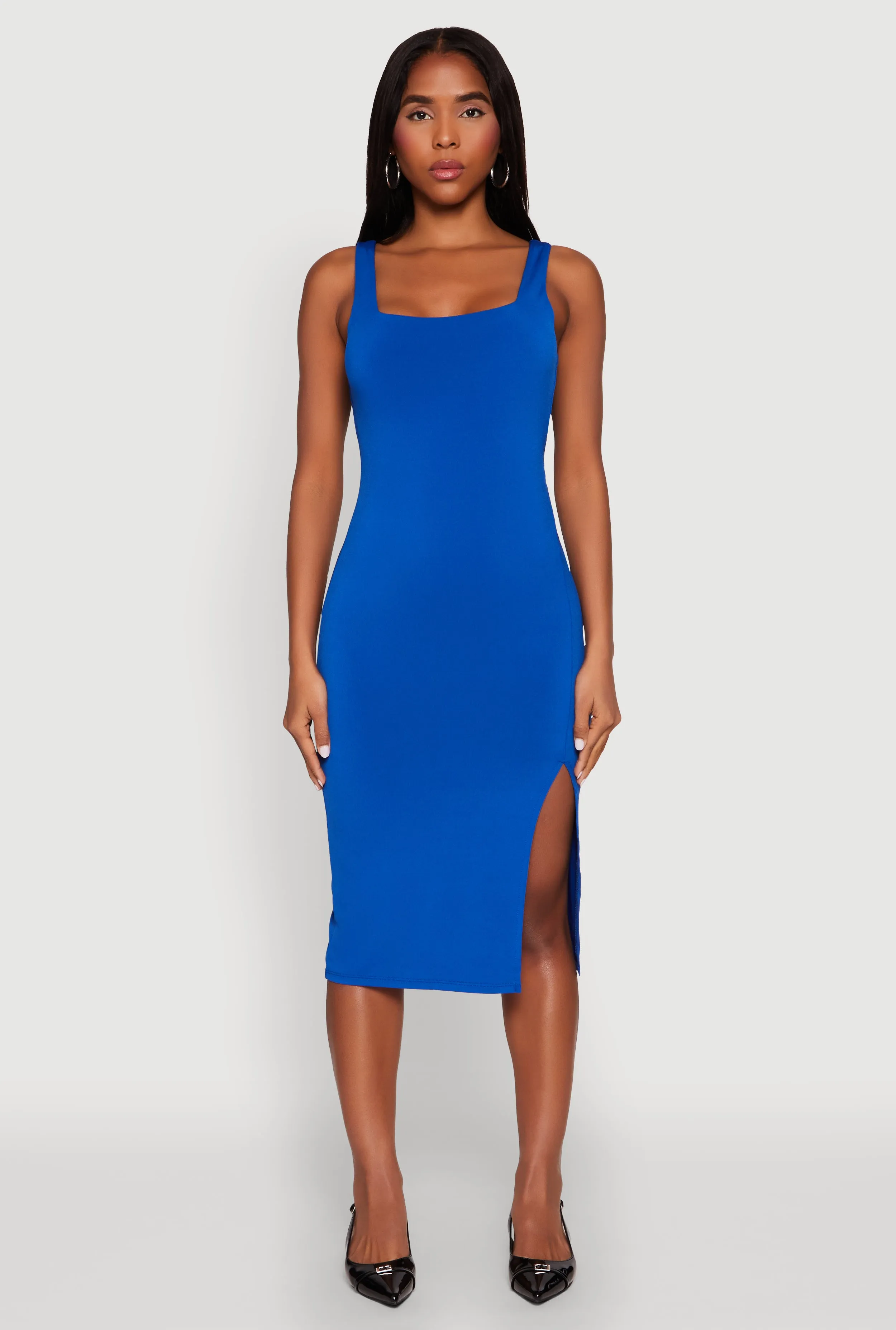 Fresh Look Square Neck Side Slit Midi Dress