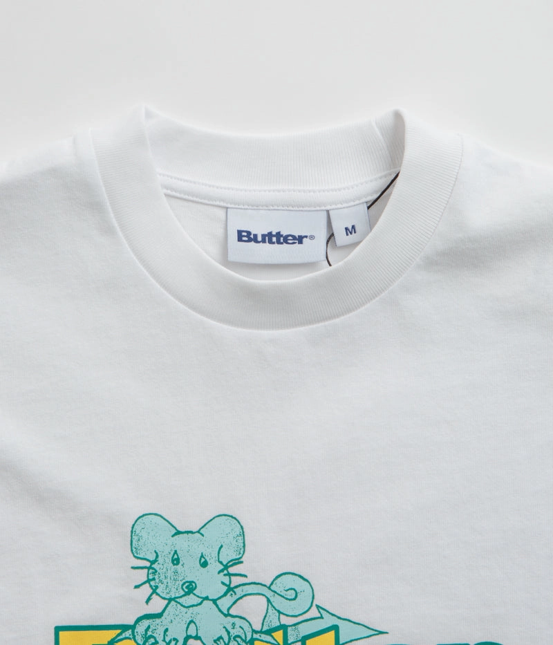 ZeroDistressFinish Flexible Wear Butter Goods Rat Logo T-Shirt - White