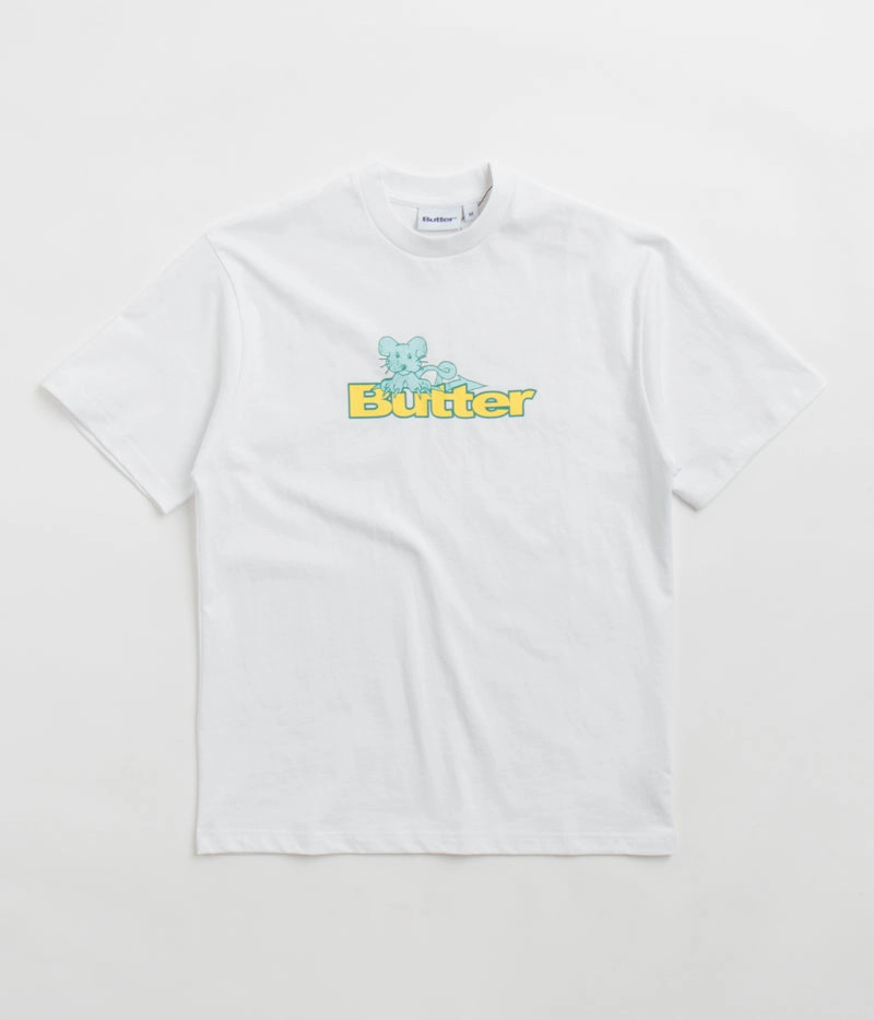 BreathableMeshLining Smart Outfit Butter Goods Rat Logo T-Shirt - White