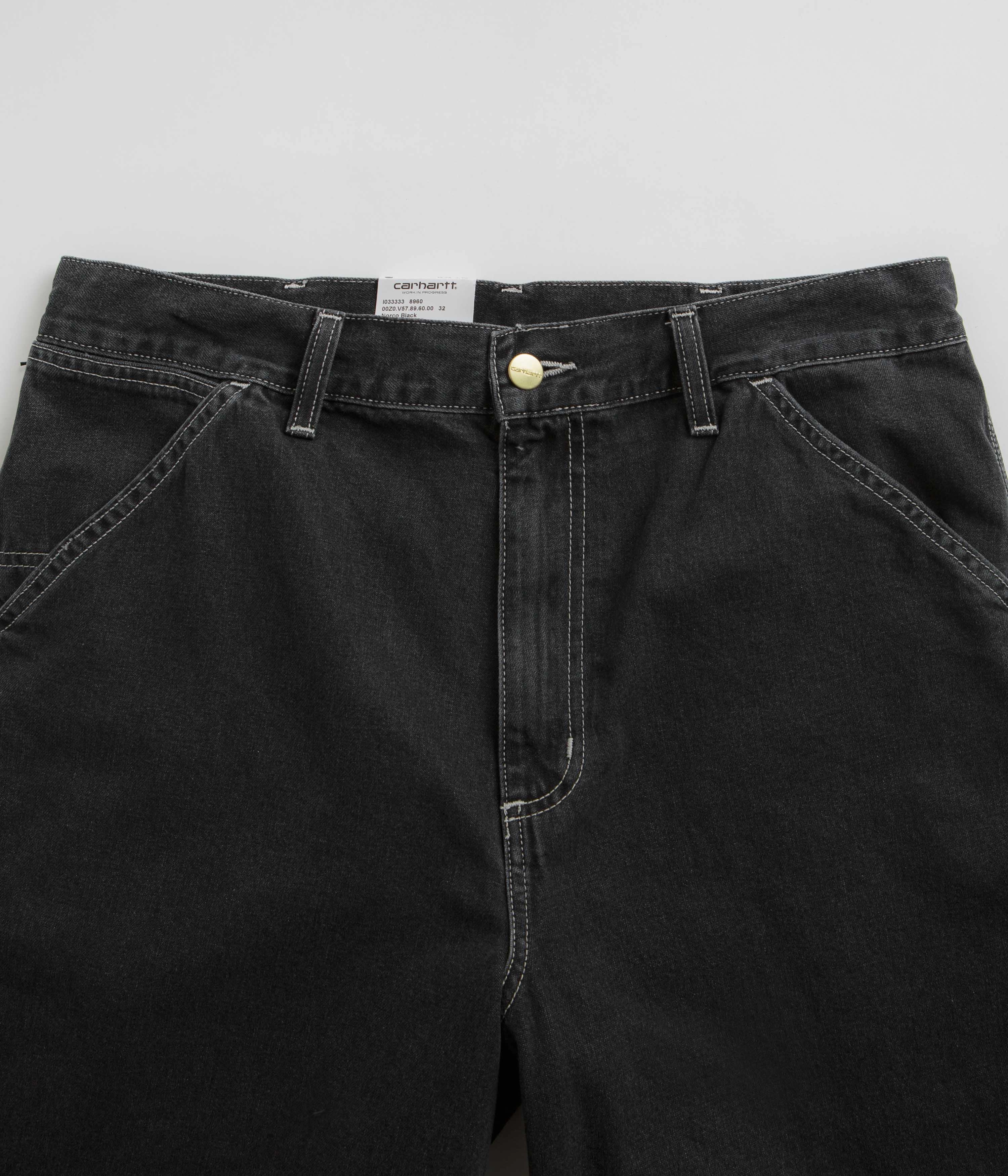 Carhartt Simple Shorts - Heavy Stone Washed Black Reflective Trim Detail Athletic Fit