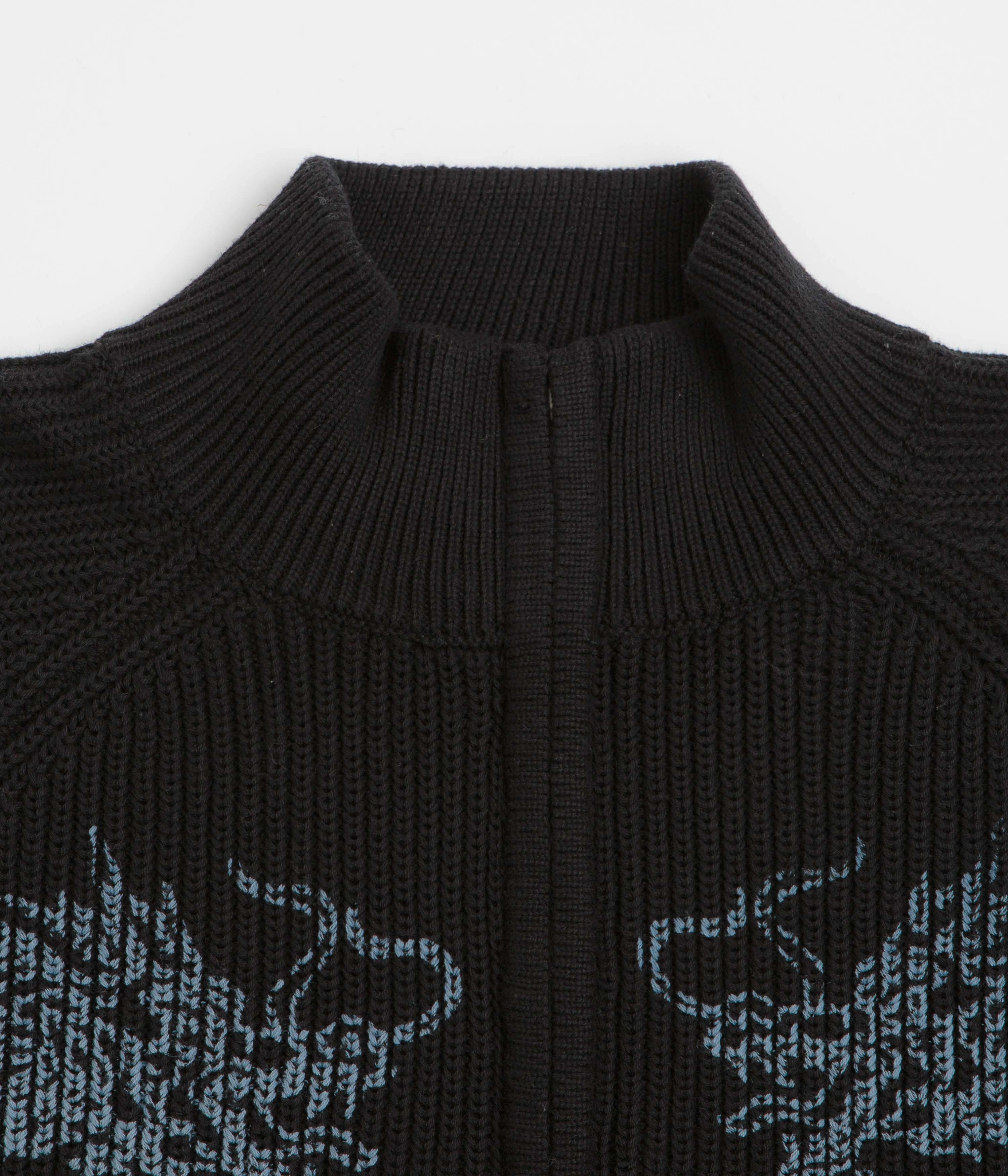 Butter Goods Dragon Zip-Thru Knit Sweatshirt - Black Essential Warmth