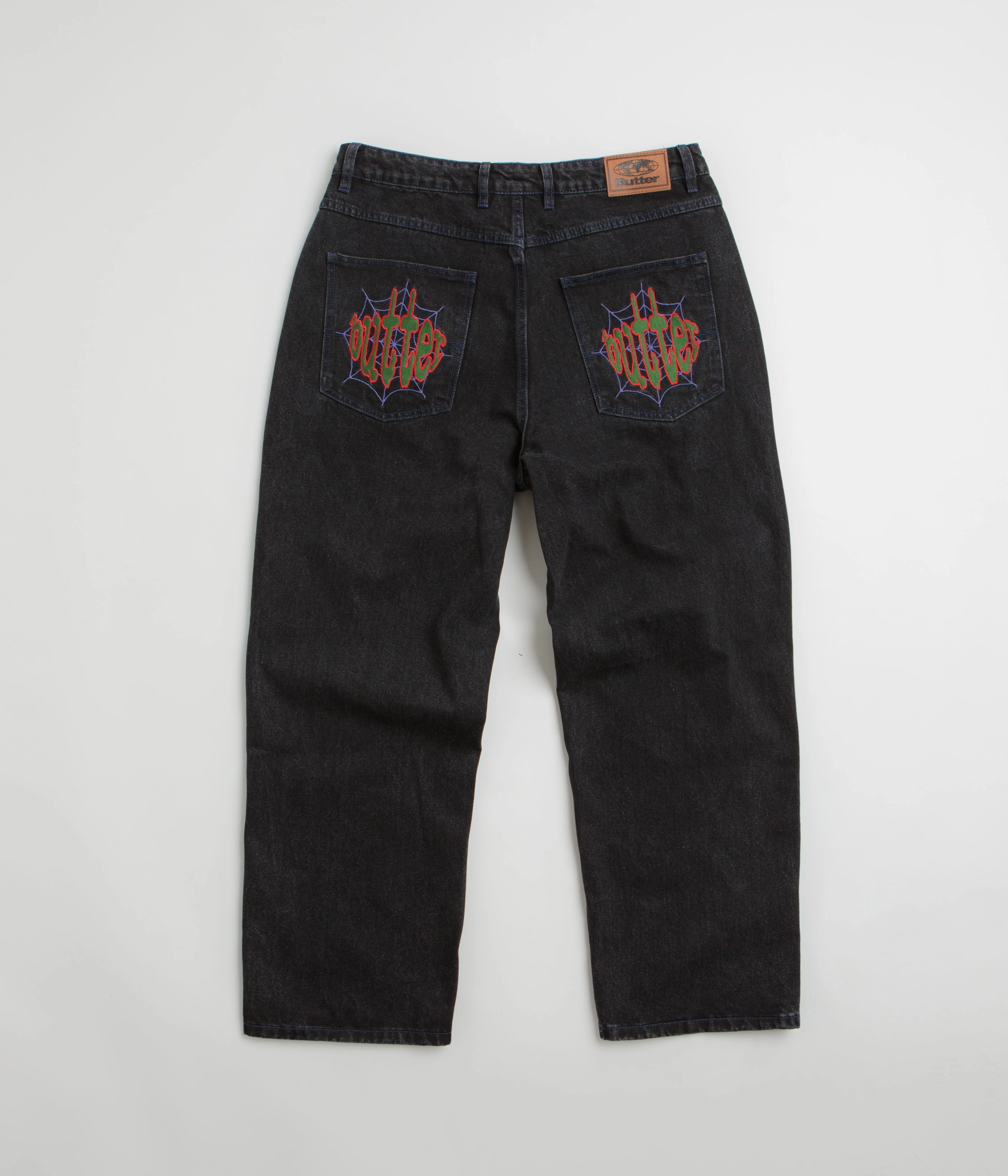 Stretchable Casual Wearable Butter Goods Spider Jeans - Washed Black