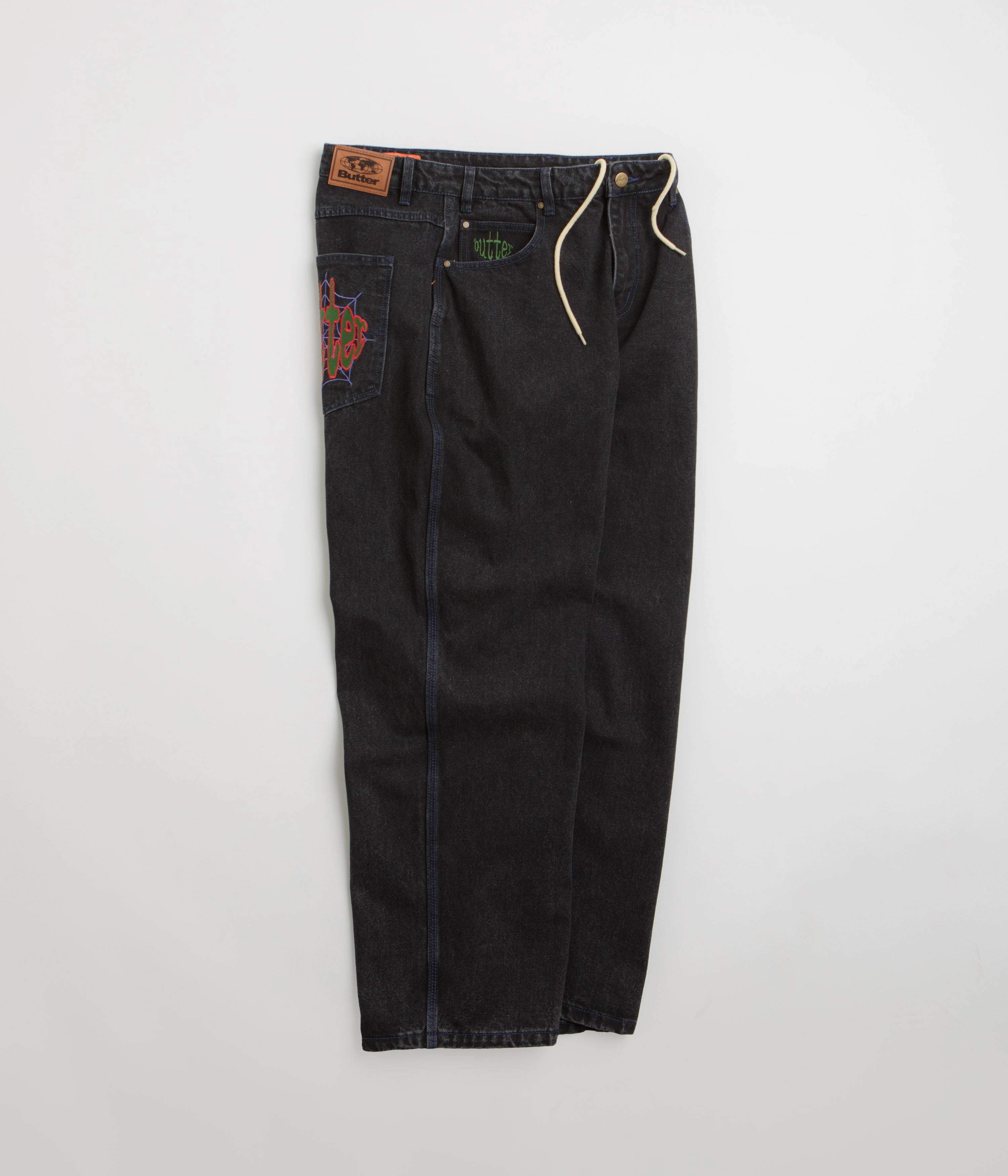 Flexible Waist Butter Goods Spider Jeans - Washed Black