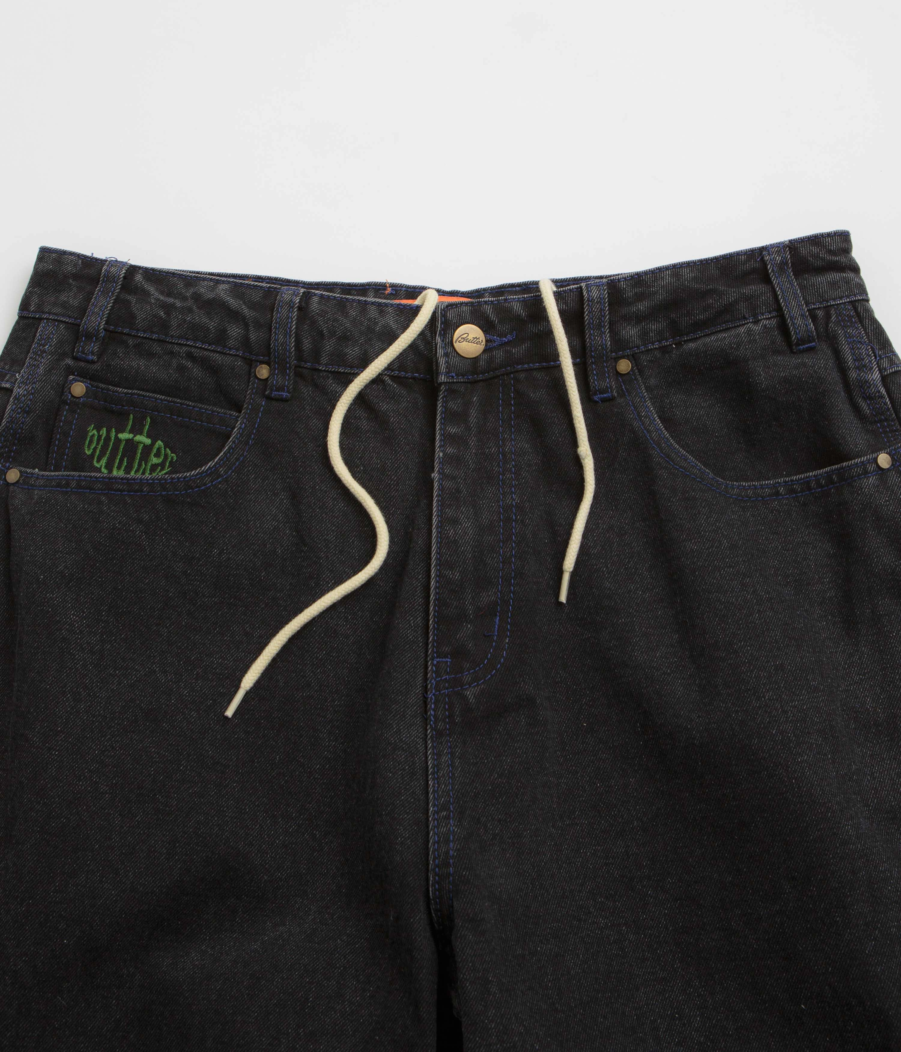 Comfy Texture Butter Goods Spider Jeans - Washed Black