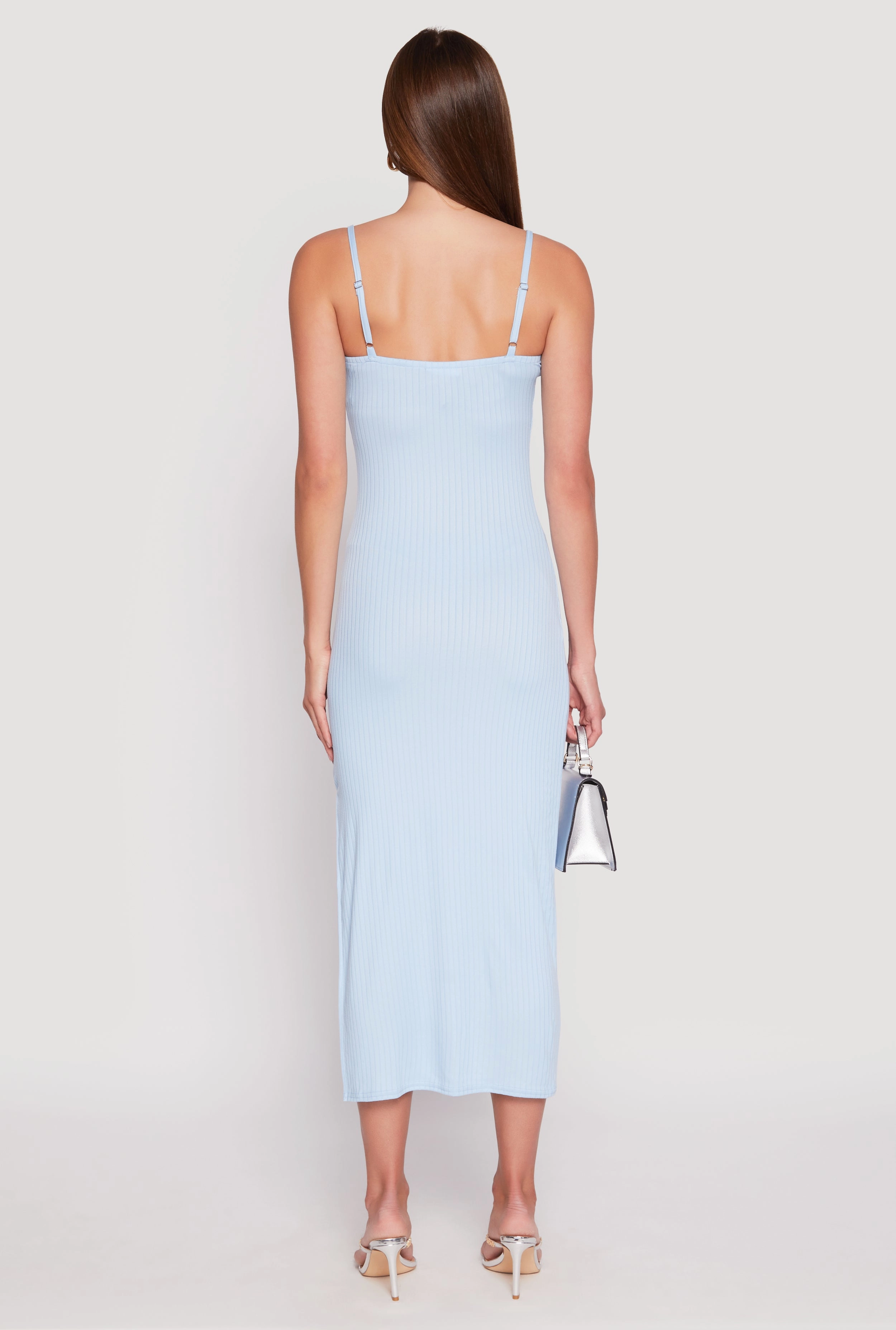Ribbed Knit Side Slit Maxi Dress Sunny Lace Chill Comfort