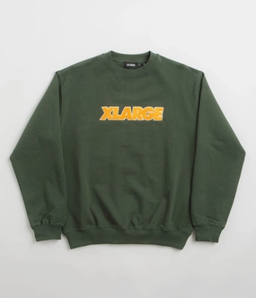 Versatile Piece All-Day Wear XLarge Chenille Standard Logo Crewneck Sweatshirt - Green