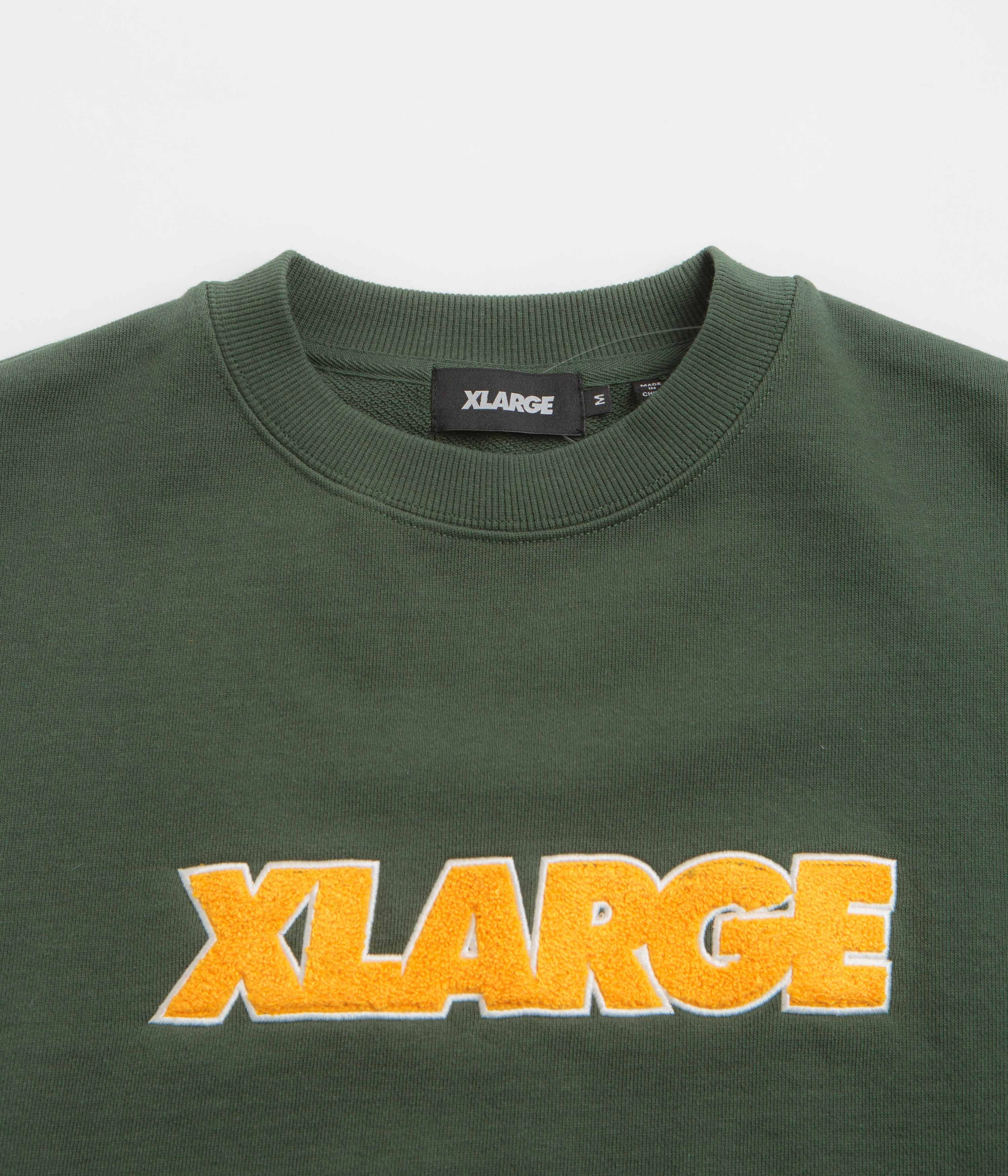 XLarge Chenille Standard Logo Crewneck Sweatshirt - Green Comfy Design
