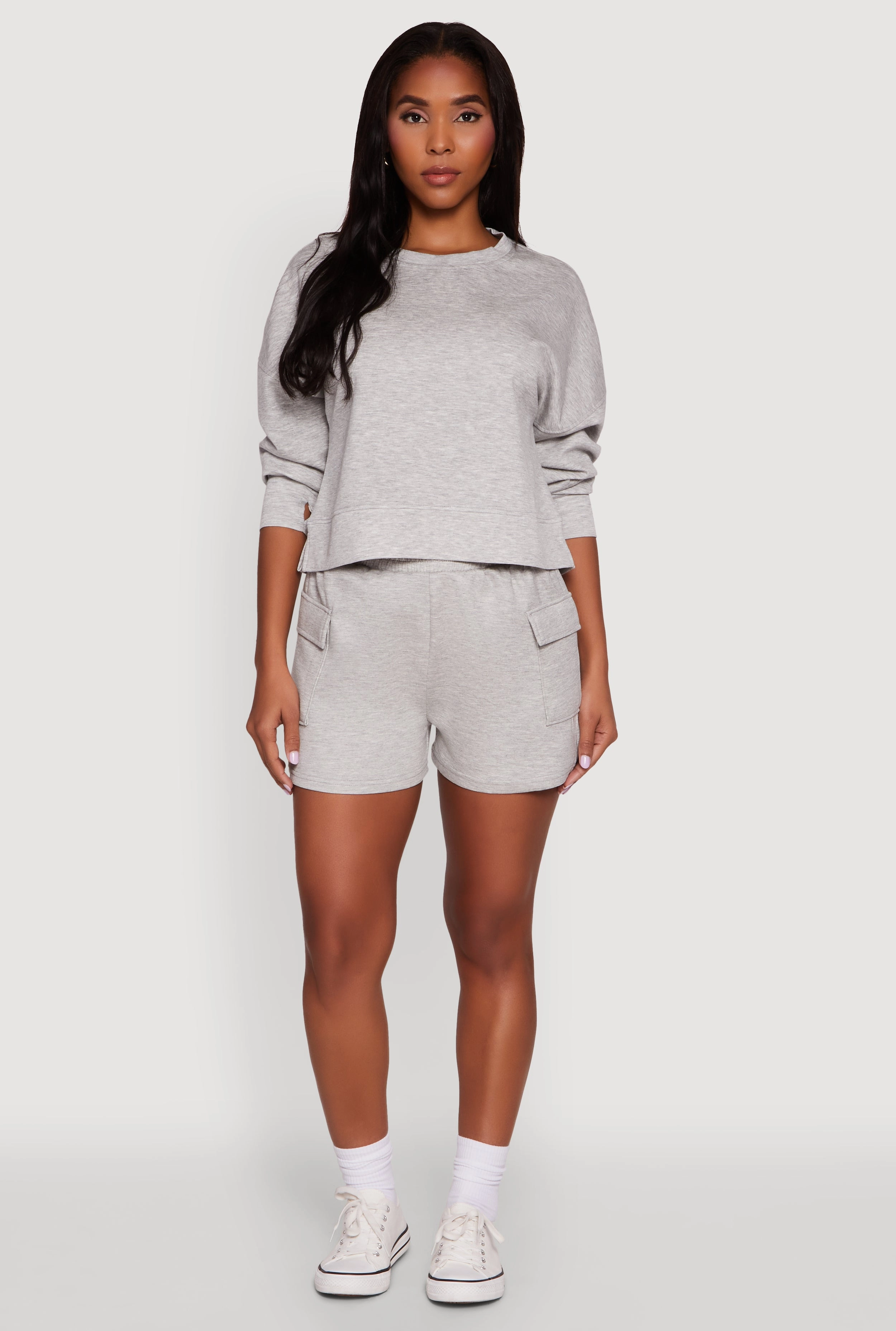 Rayon Stylish Long Sleeve Soft Knit Sweatshirt with Thumb Holes