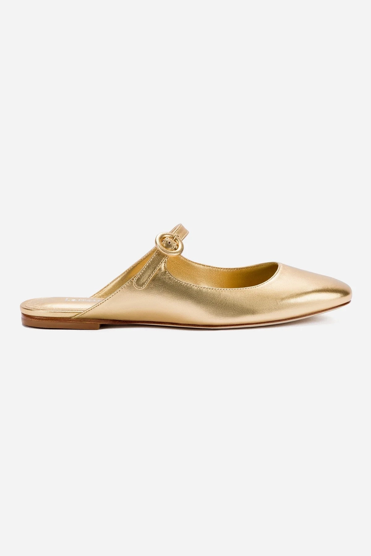 Fashionable Accessory Fund Mood Blair Flat Mule In Gold Metallic Leather