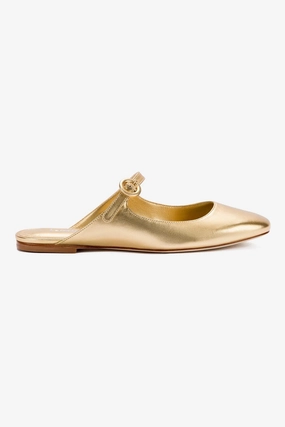 Blair Flat Mule In Gold Metallic Leather Fashionable Fit Quick Drying