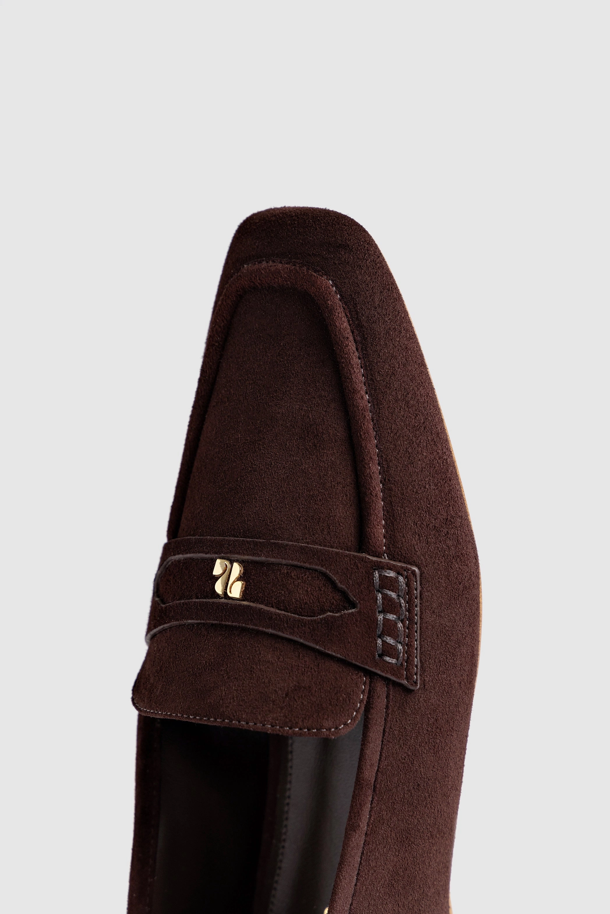 Open Square True Safe Suki Flat Loafer In Brown Suede