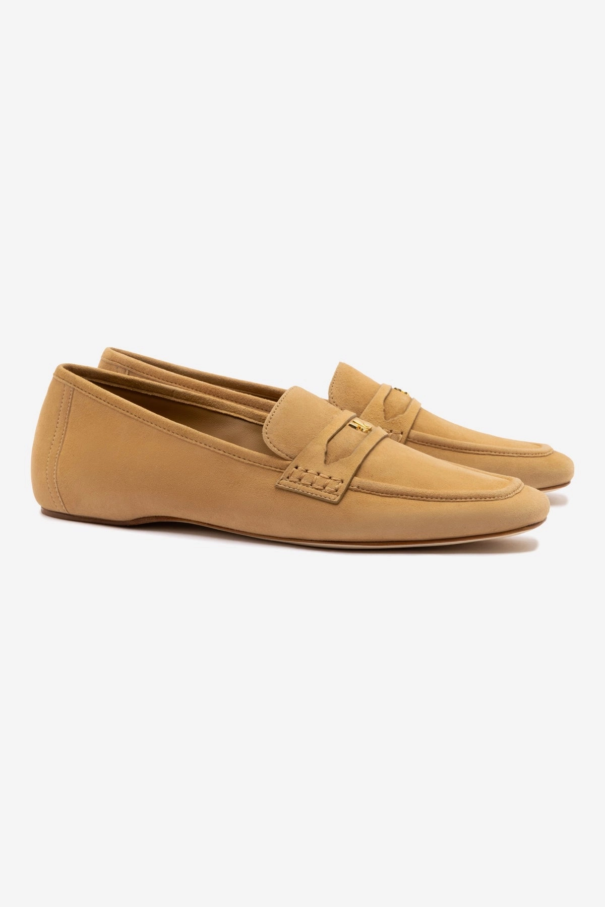 Suki Flat Loafer In Peanut Suede Comfortable Padding Toe Strong