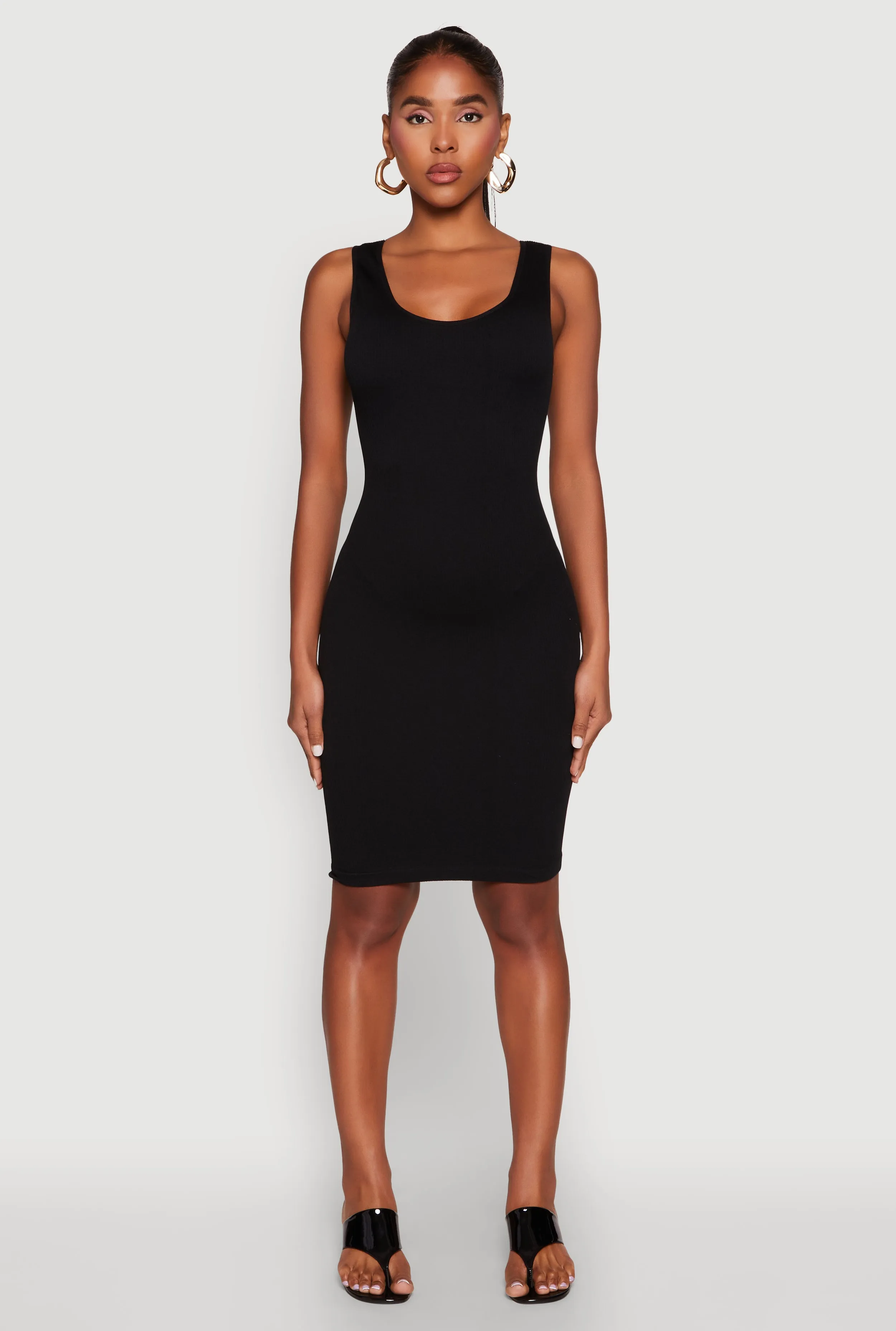 Ribbed Knit Seamless Tank Dress Mature Glam
