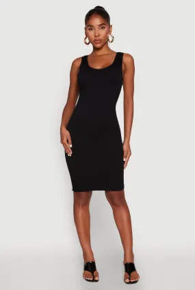 Ribbed Knit Seamless Tank Dress Soft-touch daywear