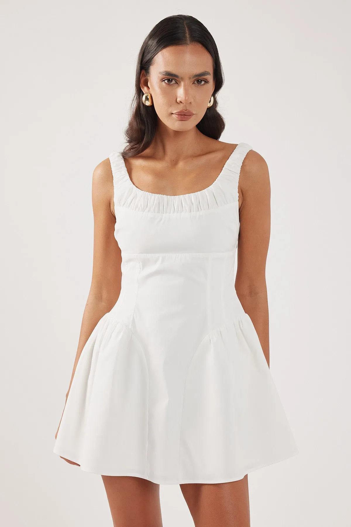 Clean Aesthetic Sleek Cut Perfect Stranger Gabrielle Corset Mini Dress White