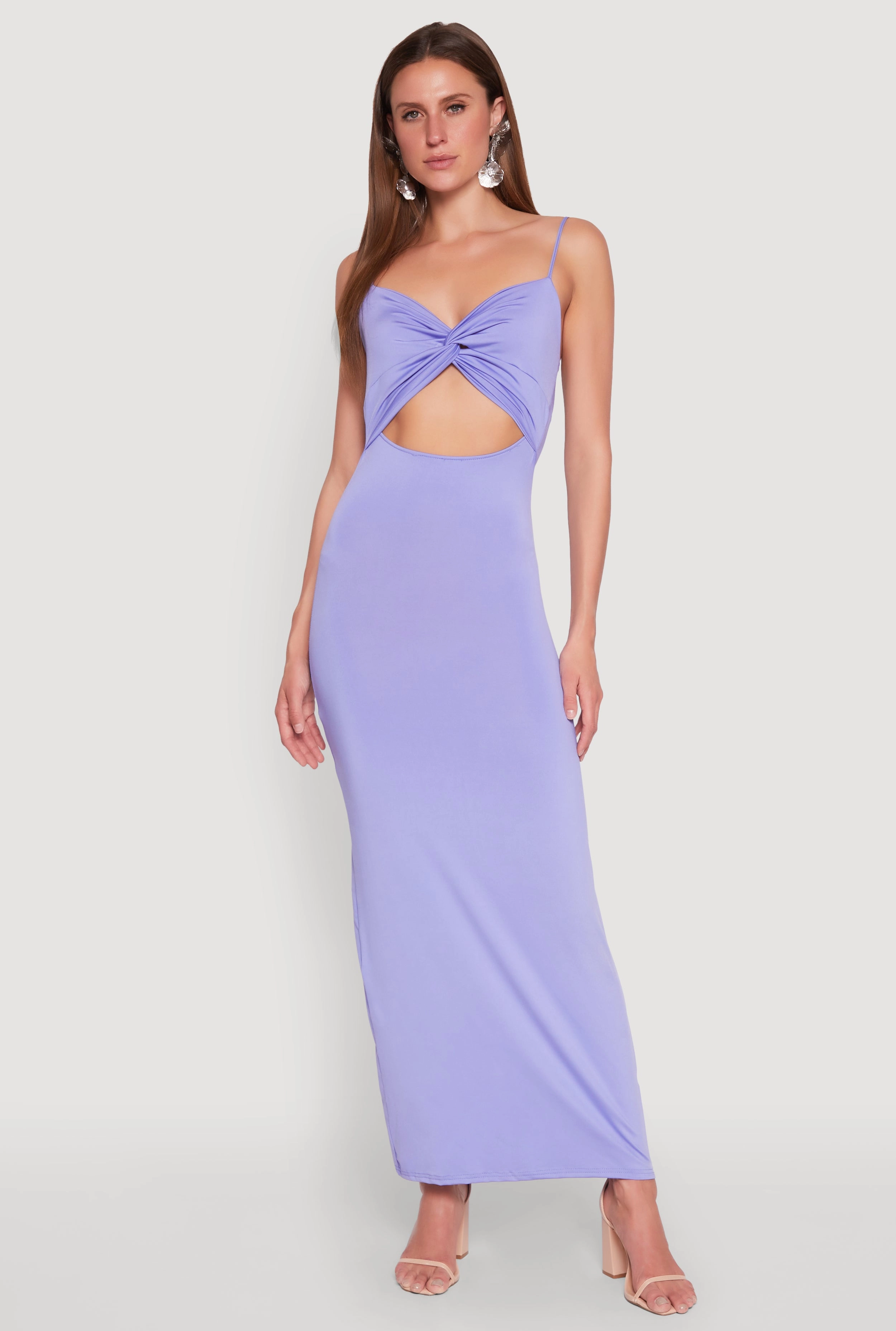 Light Bow Dreamy Motion Twist Front Cut Out Maxi Dress