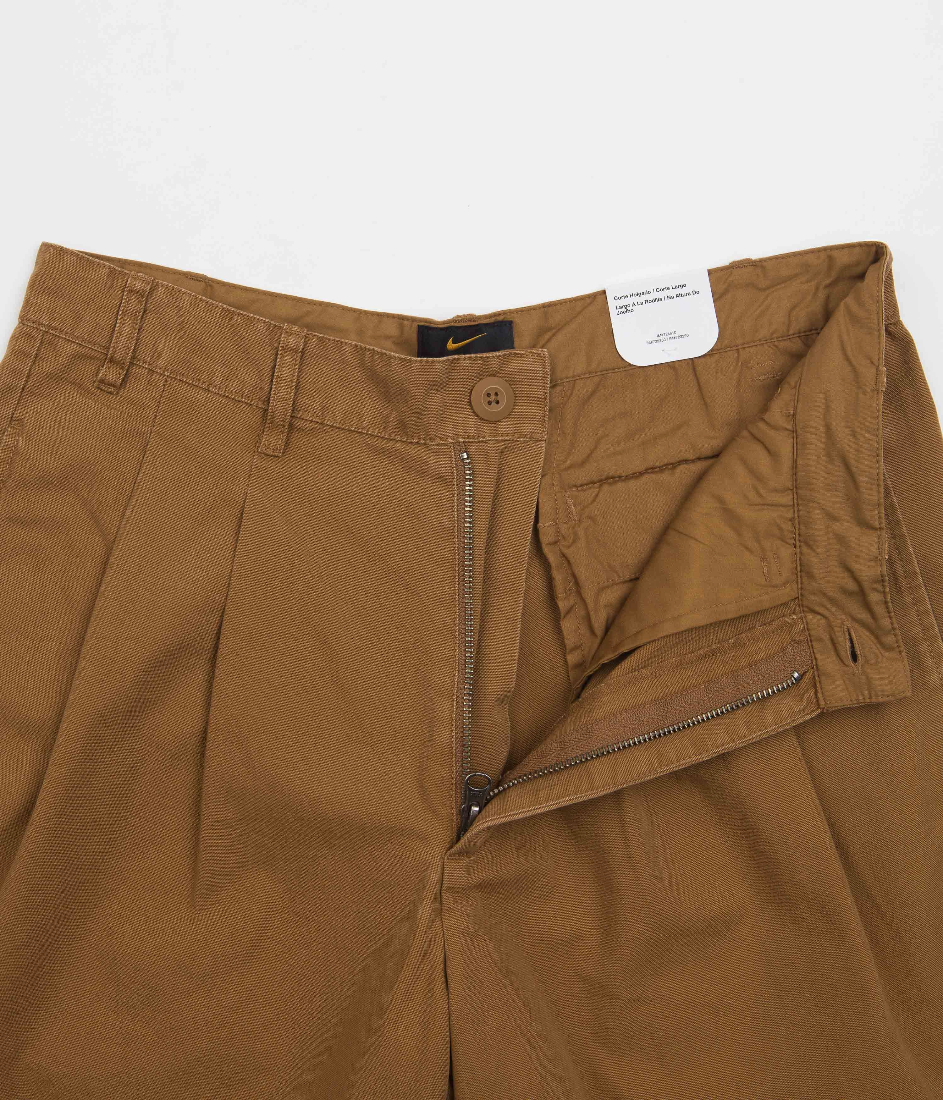 Layered Cuff Design Nike Pleated Chino Shorts - Ale Brown / White