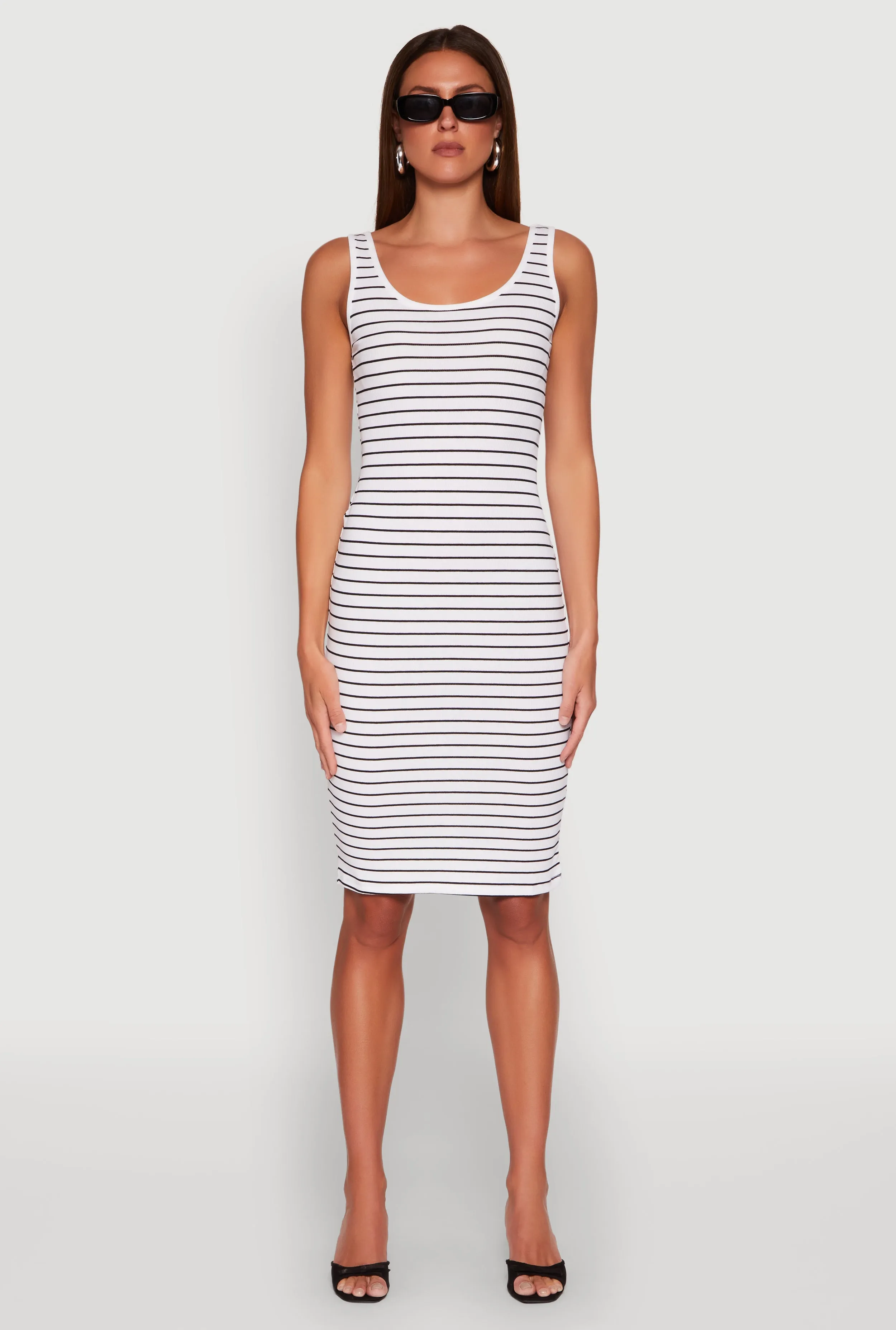 Striped Scoop Neck Midi Dress Social Charm Summer Mood