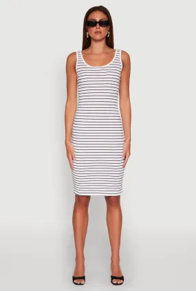 Striped Scoop Neck Midi Dress Social Charm Summer Mood