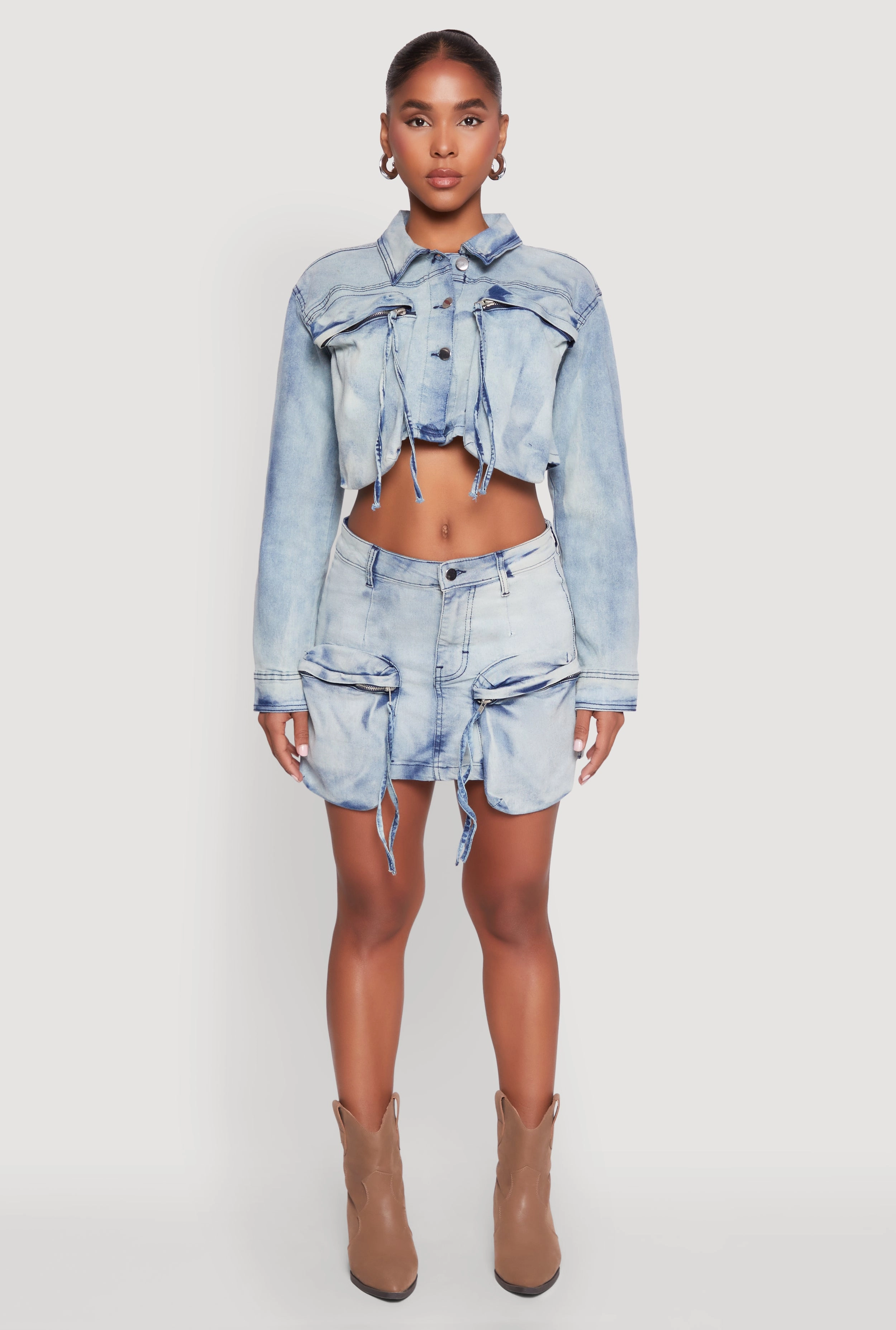 Spoon Jeans Cargo Pocket Mini Denim Skirt Ethically Made