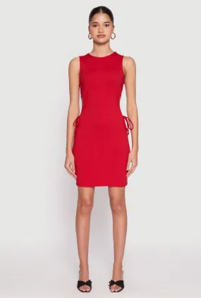 Ribbed Knit Drawstring Side Cut Out Dress elegant design