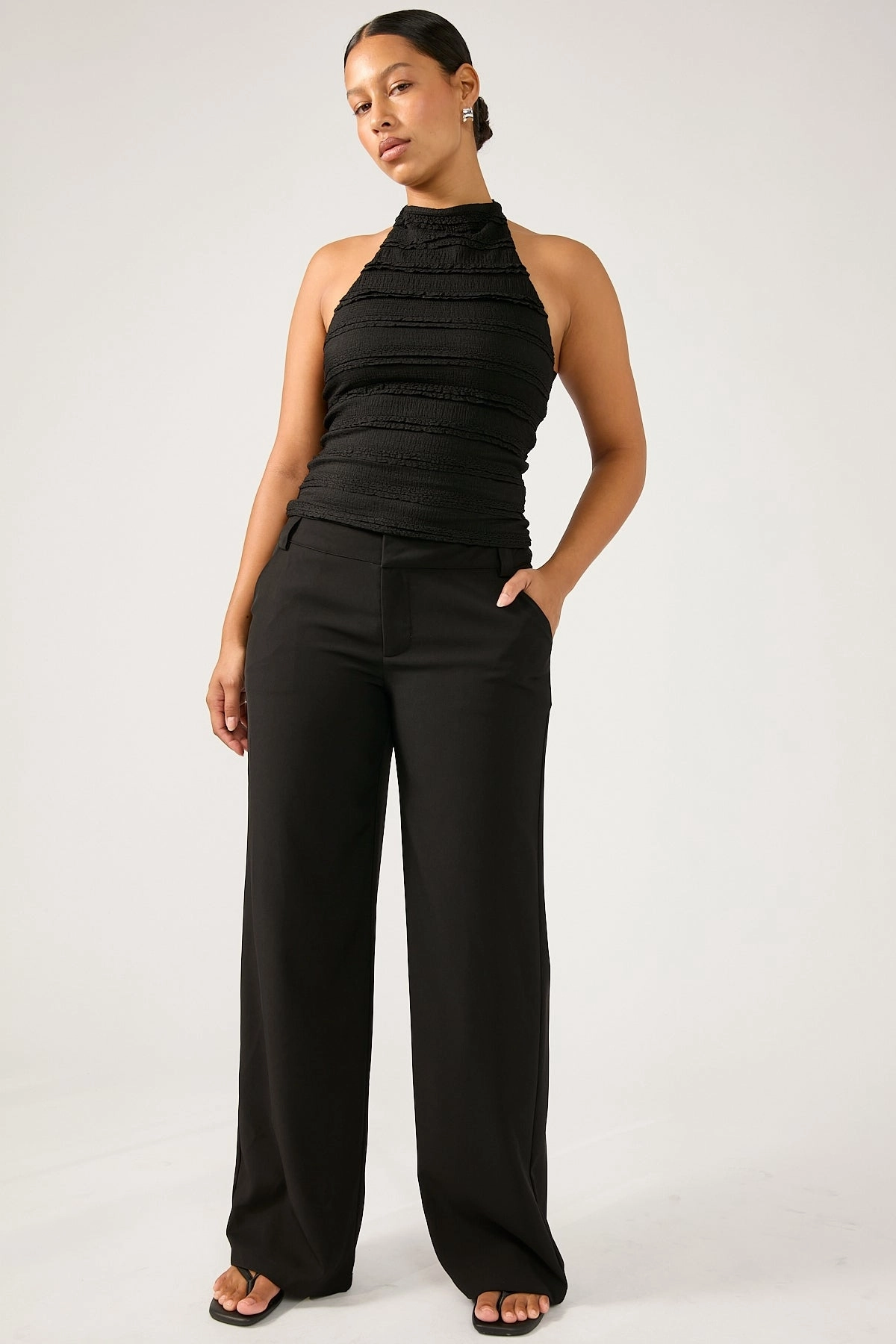 Perfect Stranger Cocona Low Rise Tailored Pant Black Side Pockets