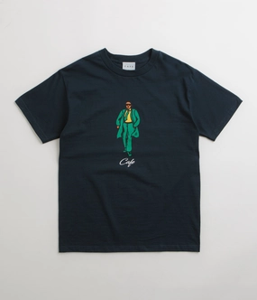 Quick Dry Technology Skateboard Cafe Suited T-Shirt - Navy