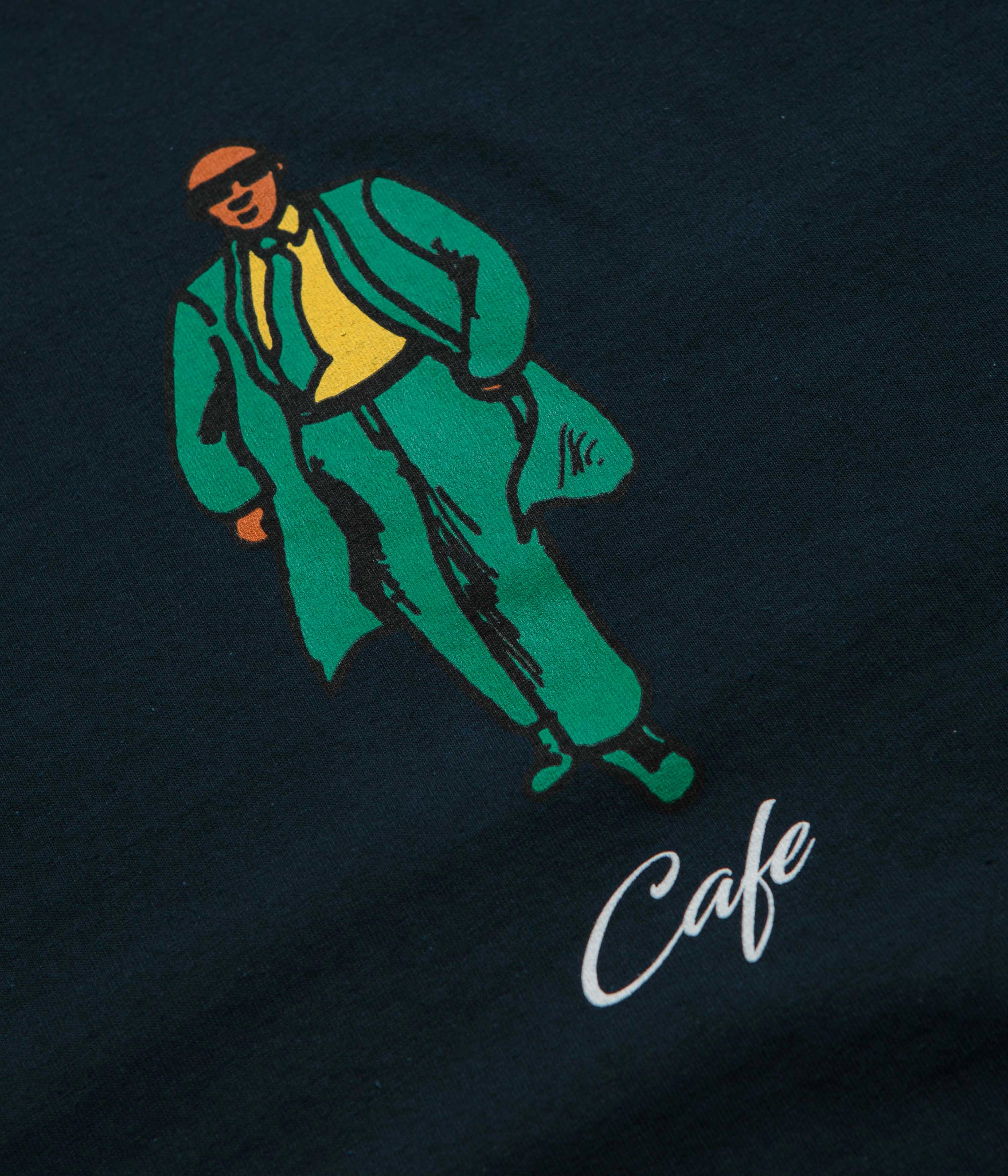 Breezy Design Sustainable Dye Process Skateboard Cafe Suited T-Shirt - Navy