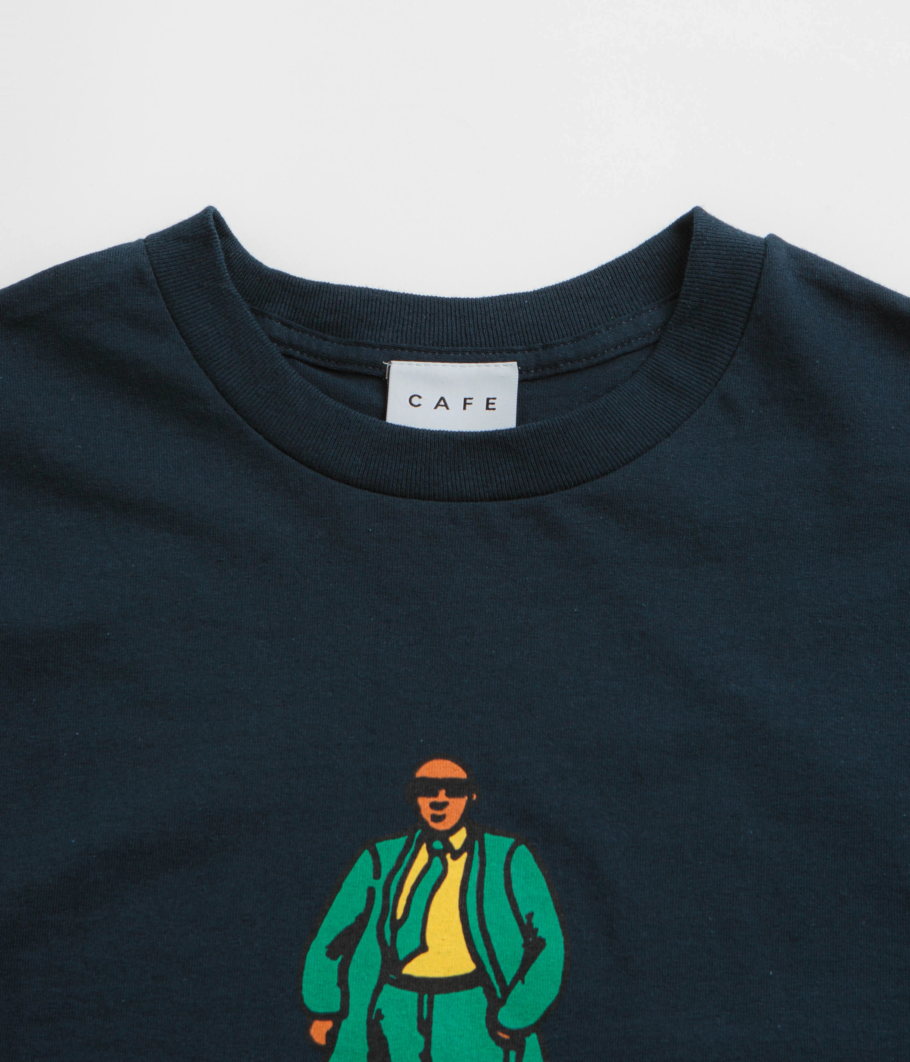 Anti Pilling Surface Cool Vibes Skateboard Cafe Suited T-Shirt - Navy