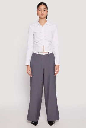 Ruched Double Zip Front Shirt Earrings