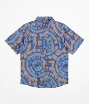 Kavu River Wrangler Short Sleeve Shirt - Circle Tie Dye Casual Elegance Non Chafe Seams