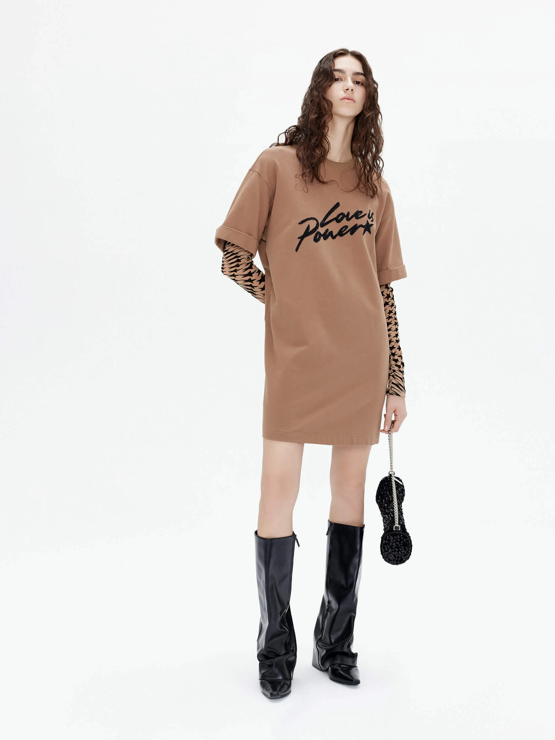 Paneled Sleeves Mini Dress Sister Charm