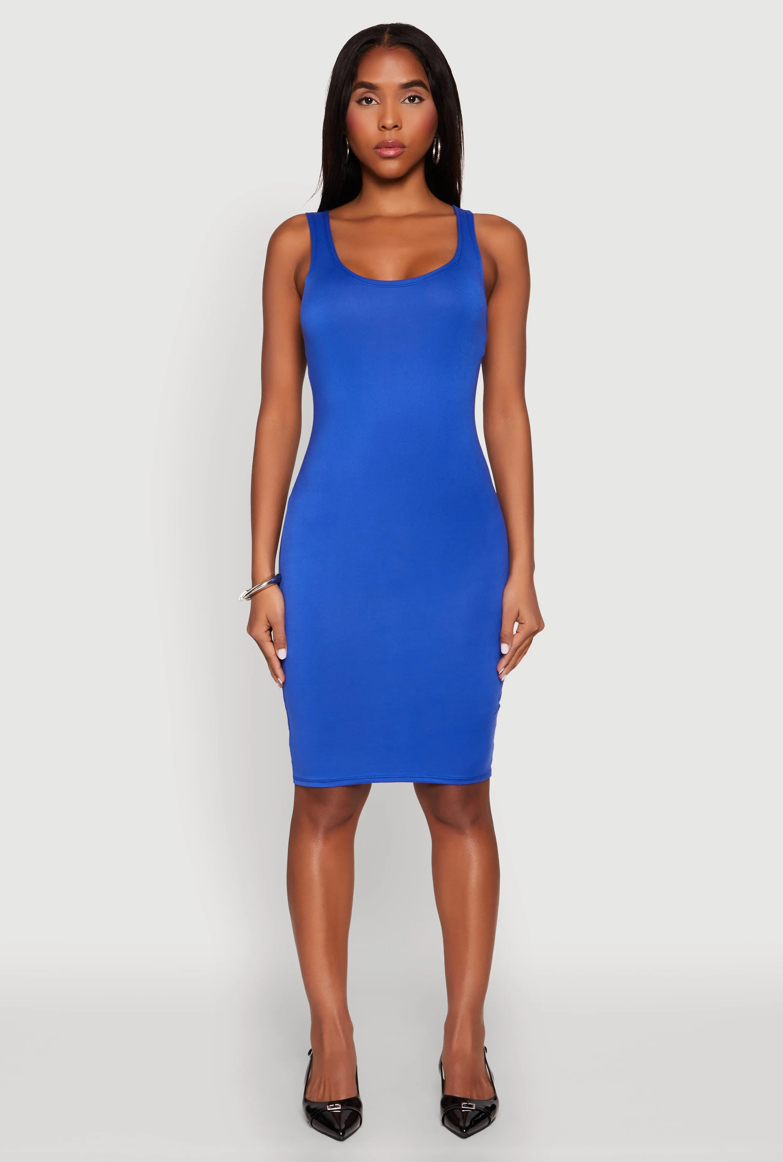 Scoop Neck Midi Tank Dress Sleek Cut