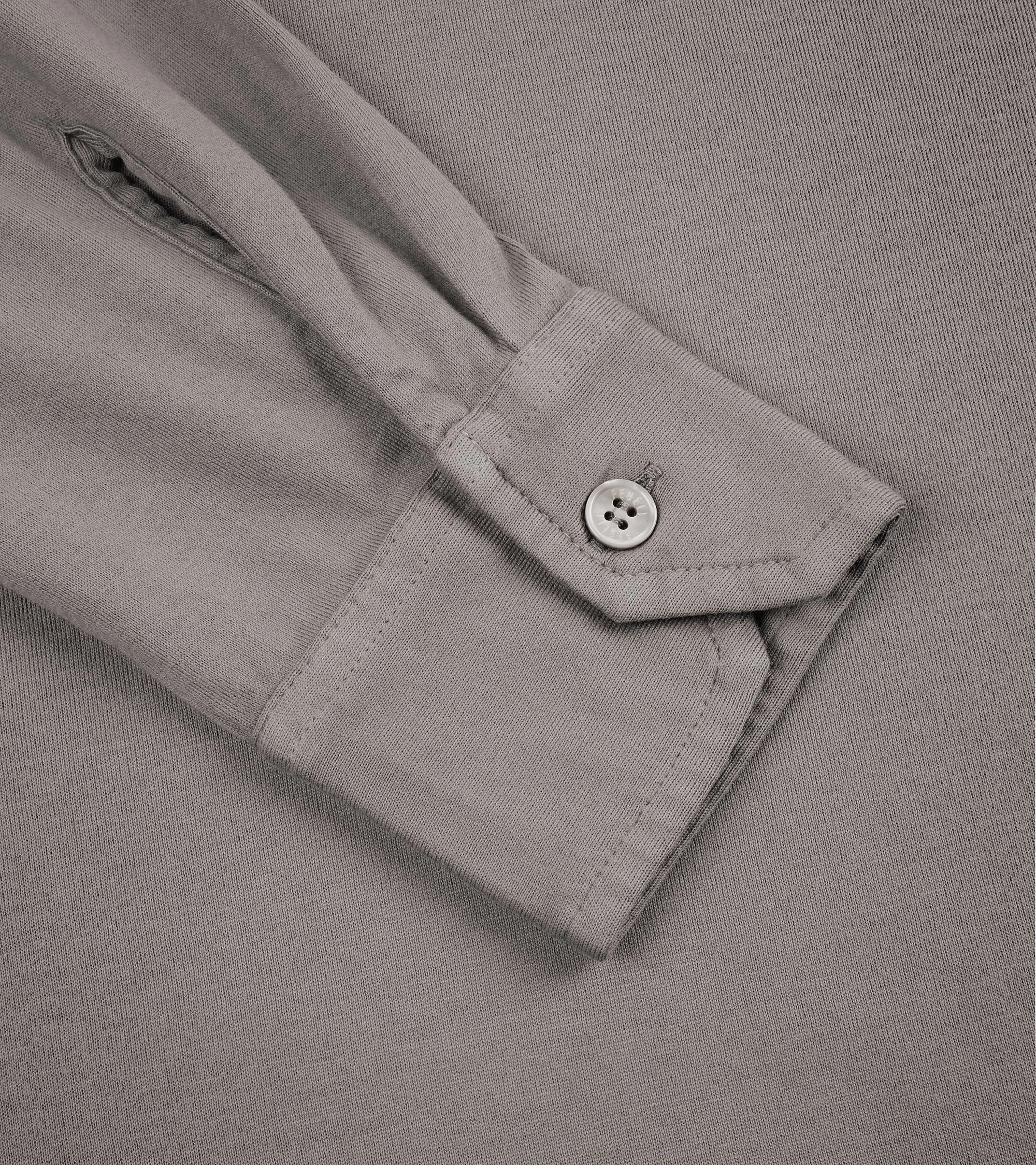 Trendy Business Fedeli Zero Organic Cotton Jersey Long Sleeve Polo Shirt: Greige