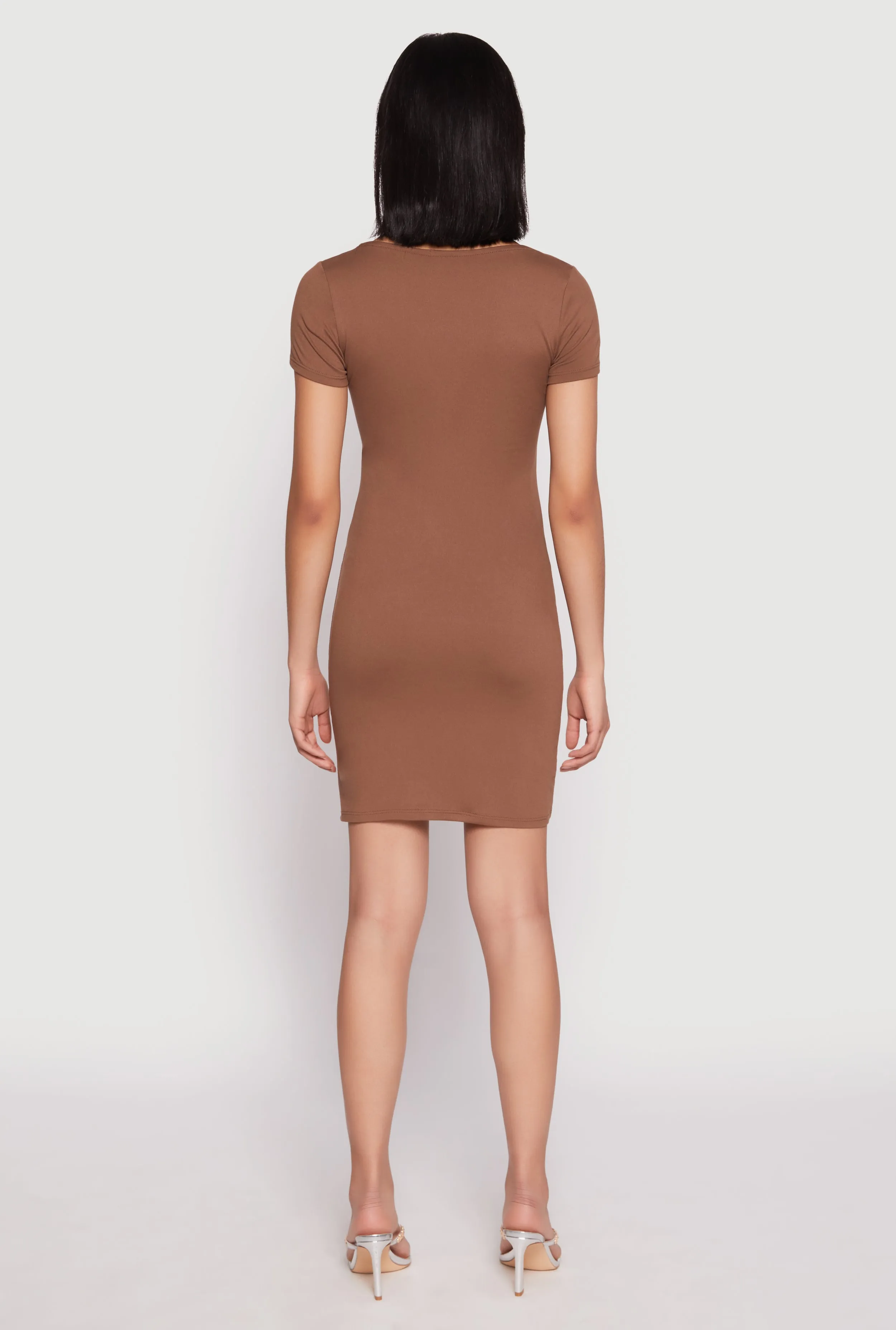 Fashion Daily Pop Texture Square Neck Mini T Shirt Dress