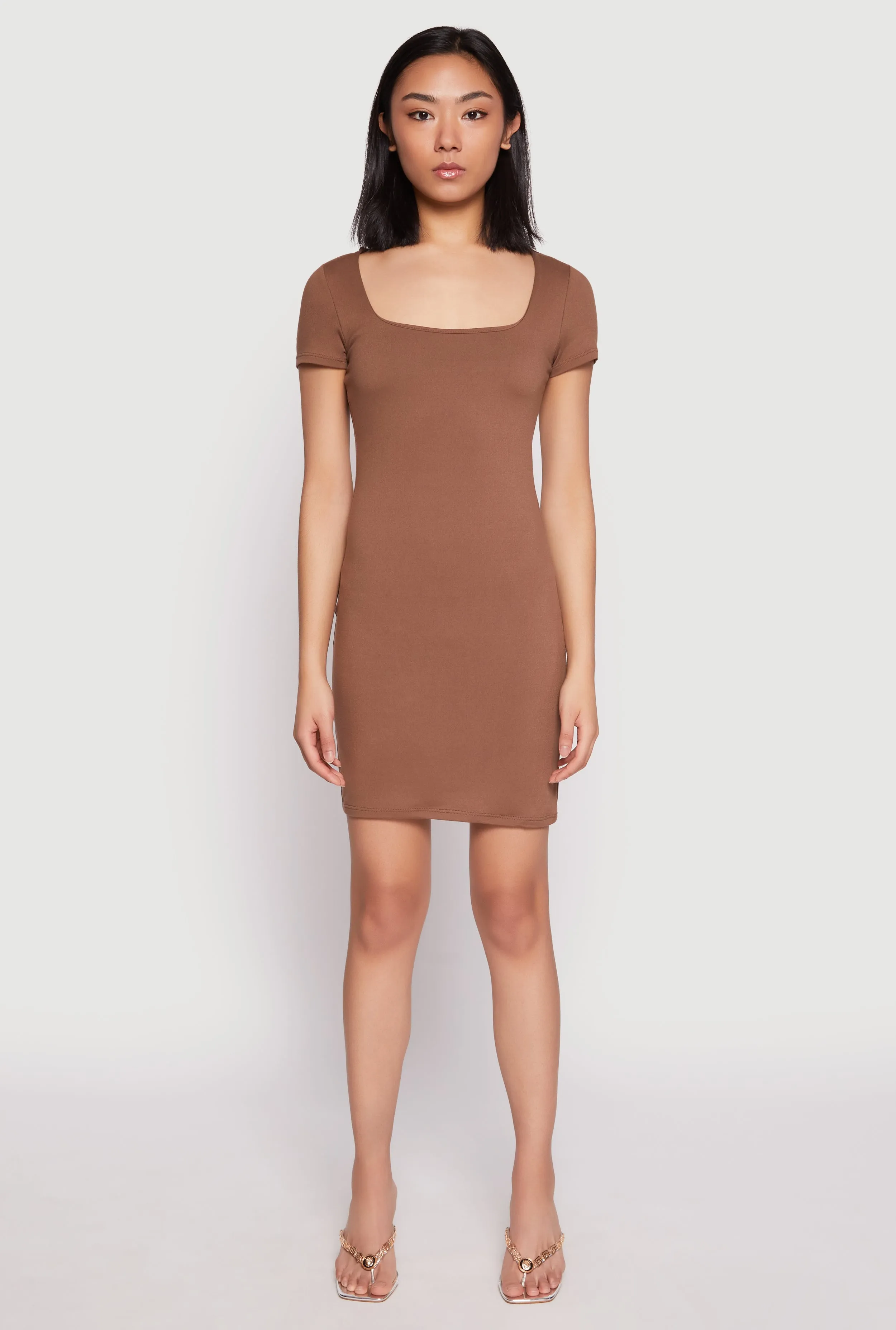 Perfect Layers Light And Airy Square Neck Mini T Shirt Dress