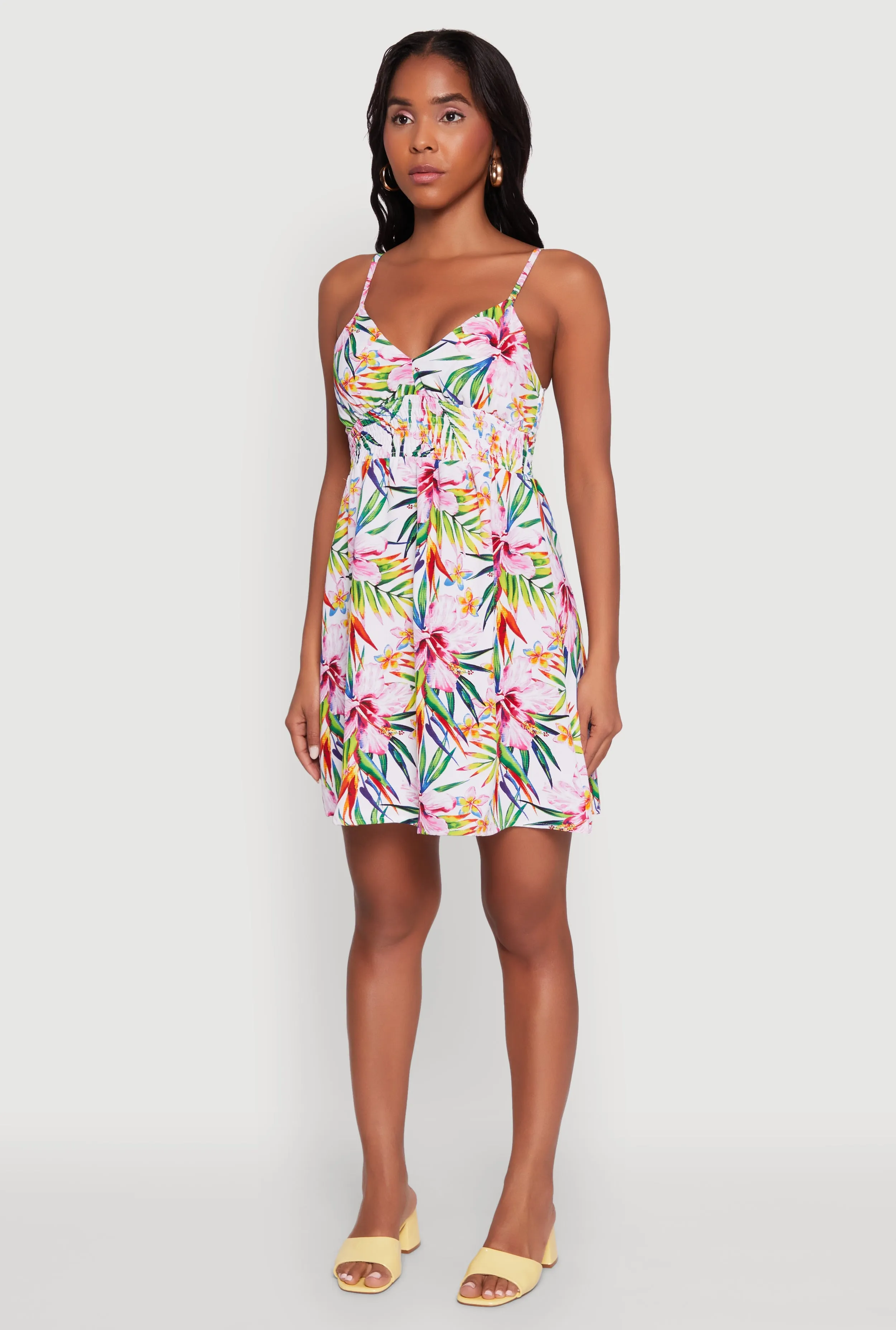 Smooth Lines Urban Fit Tropical Floral Sleeveless Sundress
